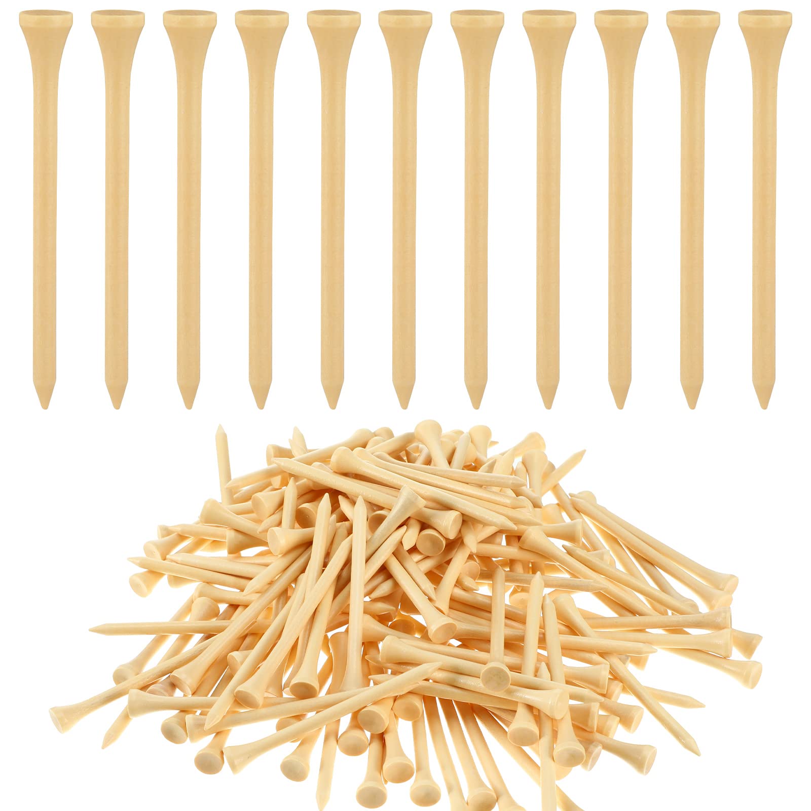 Leitee500 Pcs Wooden Golf Tees, Natural Wood Golf Tees 3-1/4 Inch Long Bamboo Golf Tees Tall Wooden Golf Tees for Golfing Sports Tournaments Practice