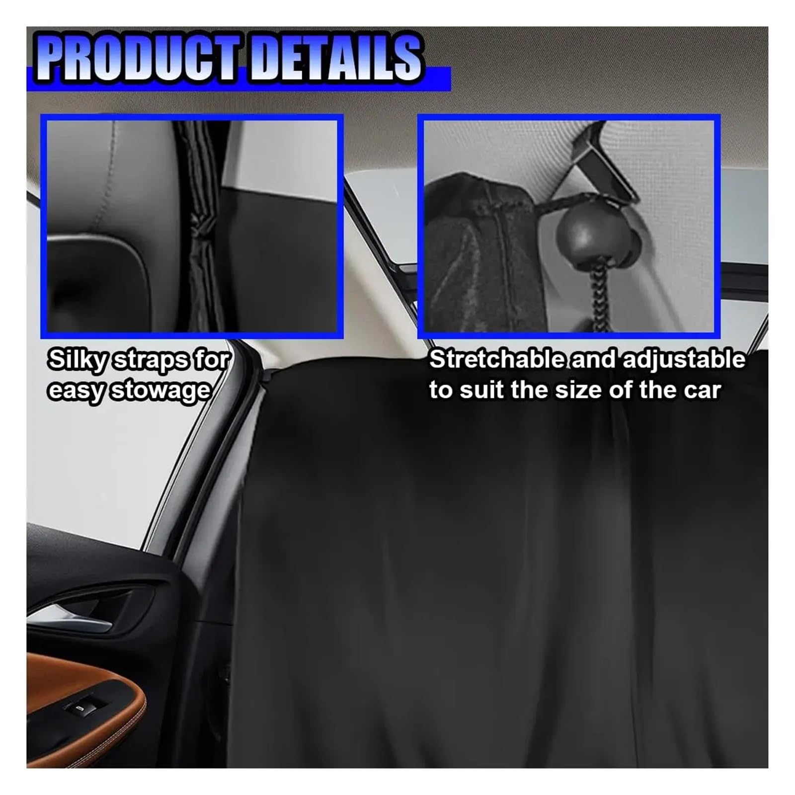 Rideaux de Séparation Voiture Rideaux d'intimité de Voiture, Couverture Universelle Pare-Soleil fenêtre for Bloquer la lumière for Dormir, Voyager, Camping(3pcs Black)