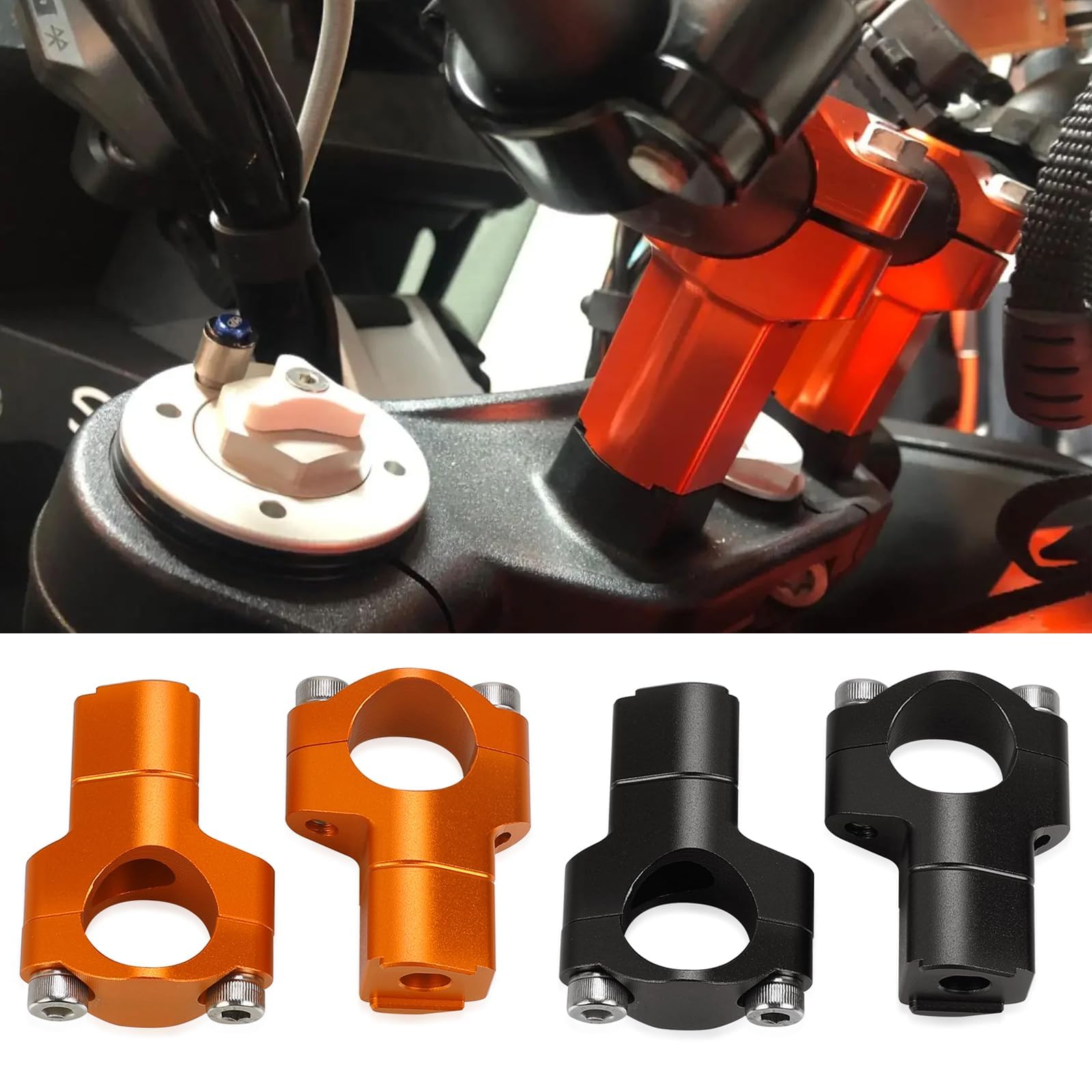 2 stuks universele motorfiets stuurhouder voor Duke 690 SMC Enduro 790 890 Adventure/R 125-530 SX/SXF/XC/XCF/XCW/EXC/EXCF - zwart