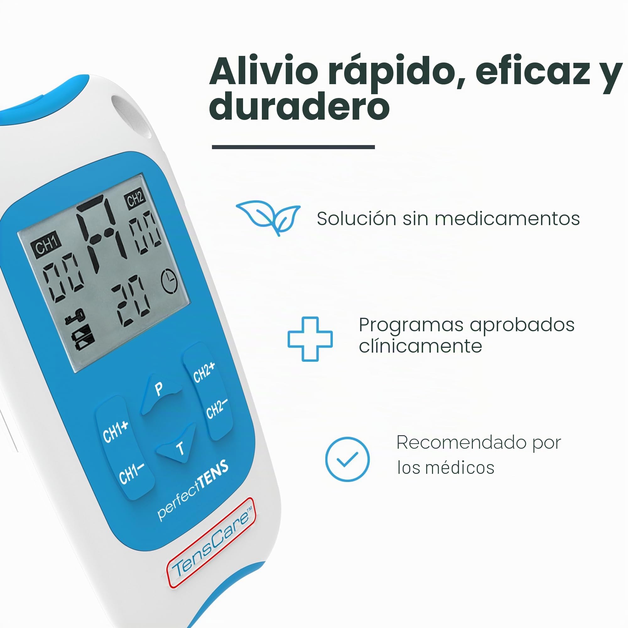 Tenscare Perfect TENS + Guante - Dispositivo de alivio del dolor + Guantes conductores (perfecto para artritis y artrosis) Talla L | Guante conductor reutilizable talla L, compatible con dispositivos TENS y EMS para mano y muñeca