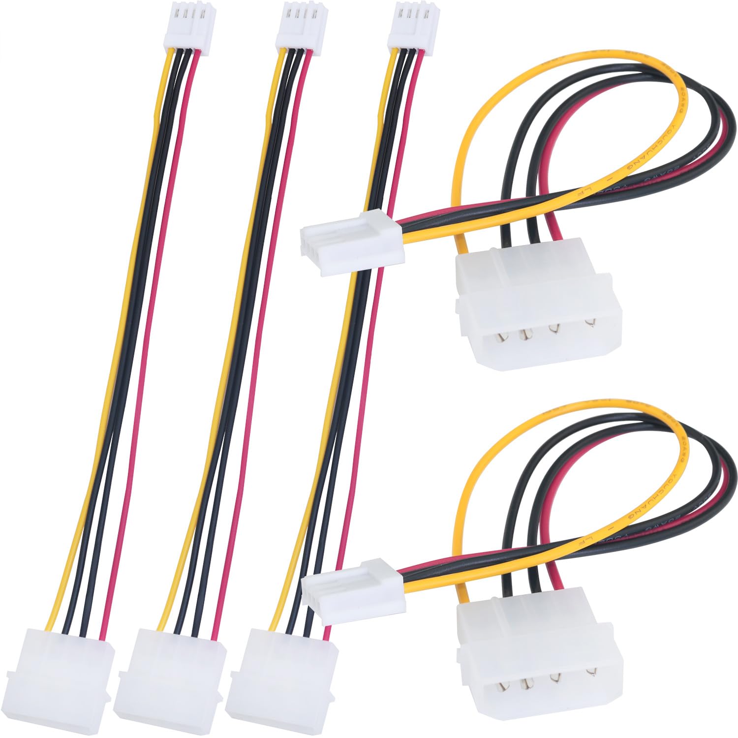 LUORNG 5PCS Large 4Pin to Small 4Pin Power Cord IDE Power to Floppy Drive Power Cord 20cm for Old Computer Desktop PC Internal Device Components DIY