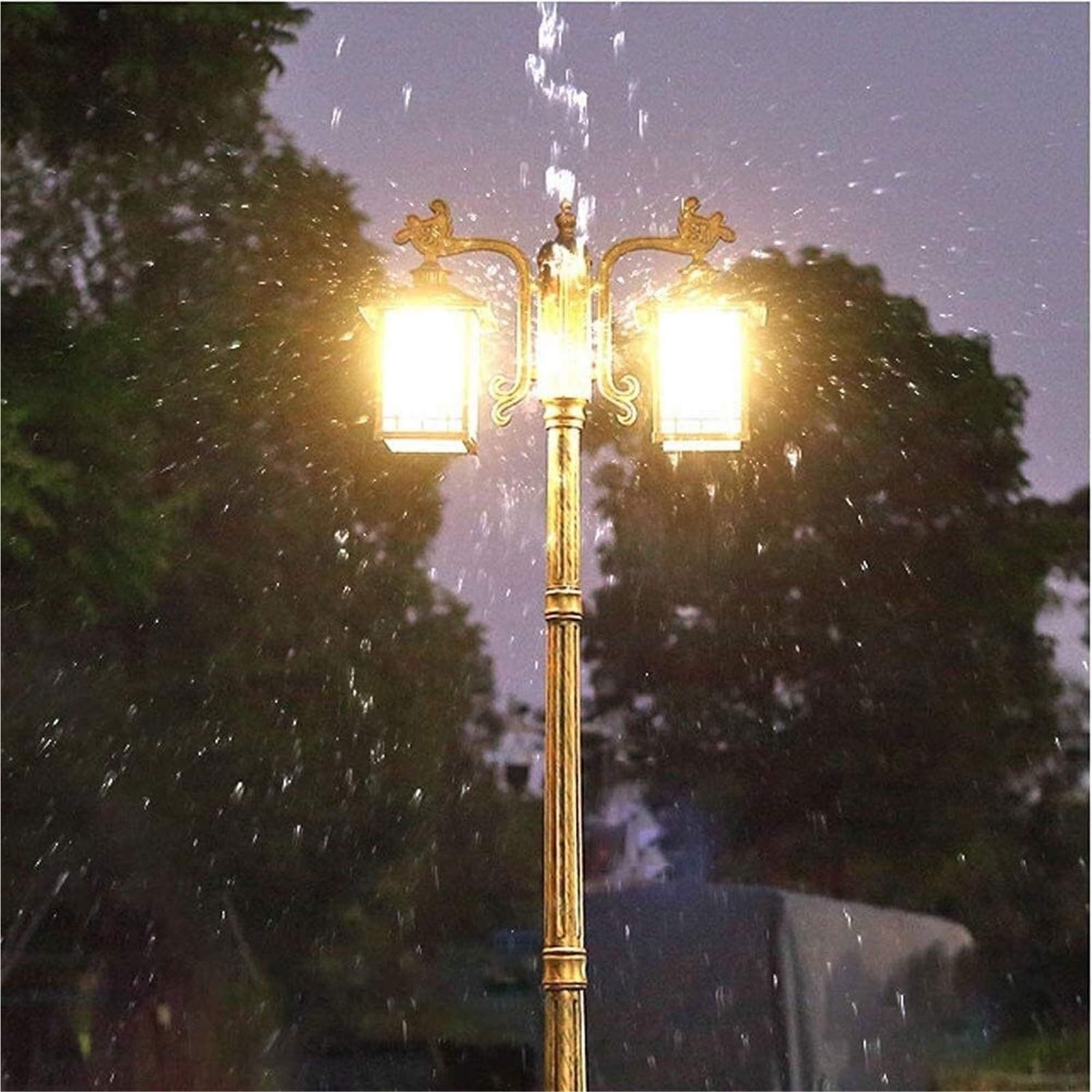 Lampy Zewnętrzne Na Taras, Słupki Oświetleniowe, Zewnętrzne, 3-Punktowe, Wodoodporne, Uliczne, Aluminiowe, Antykorozyjne, Wysokie, Ogrodowe, Willowe, Wspólnotow(Wysokość 295 Cm)