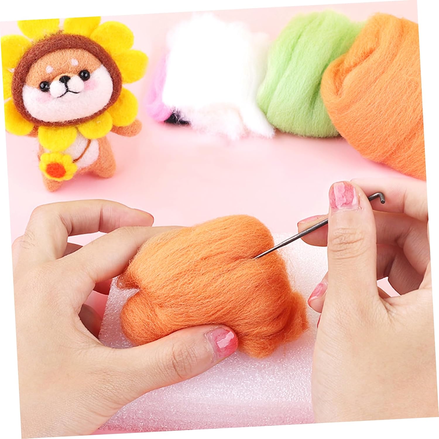 WEKAMOS Felting Punch Needle Kit DIY Wool Felting Set for Embroidery and Craft Projects Lightweight Needles with Ergonomic Handle for Beginners and Professionals