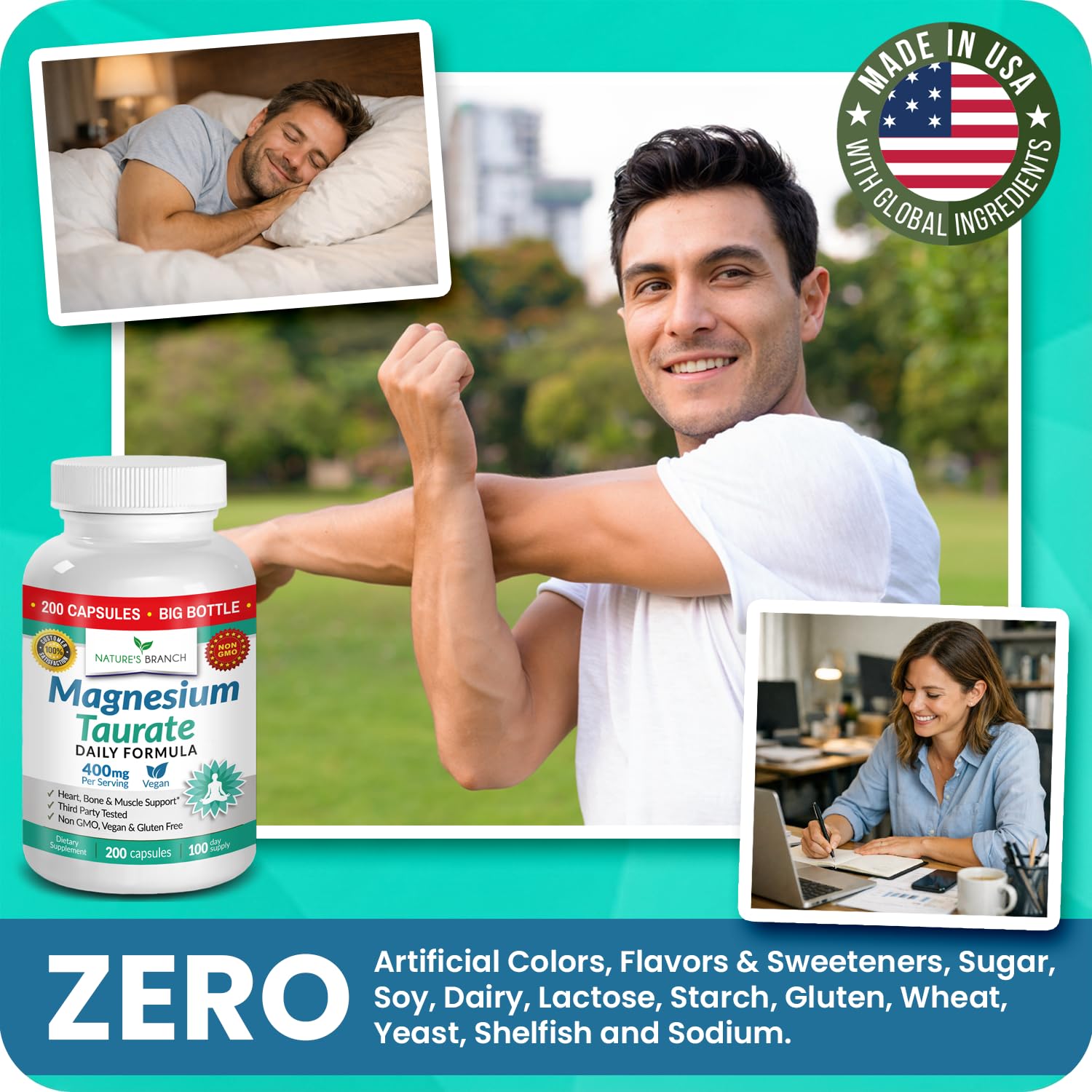 Magnesium Taurate 400mg – High Absorption for Sleep, Heart Health & Calm — Amazon image 8