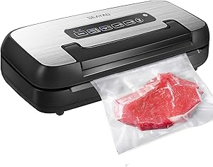 SEATAO VH5156 Commercial Vacuum Sealer Machine, 80kPa Automatic Air Sealing System for Food Saver with Built-in Roll Storage & Cutter,Dry/Moist Sealing Modes,Canister / Pulse Function,Handle Locked Design,Black and Silver