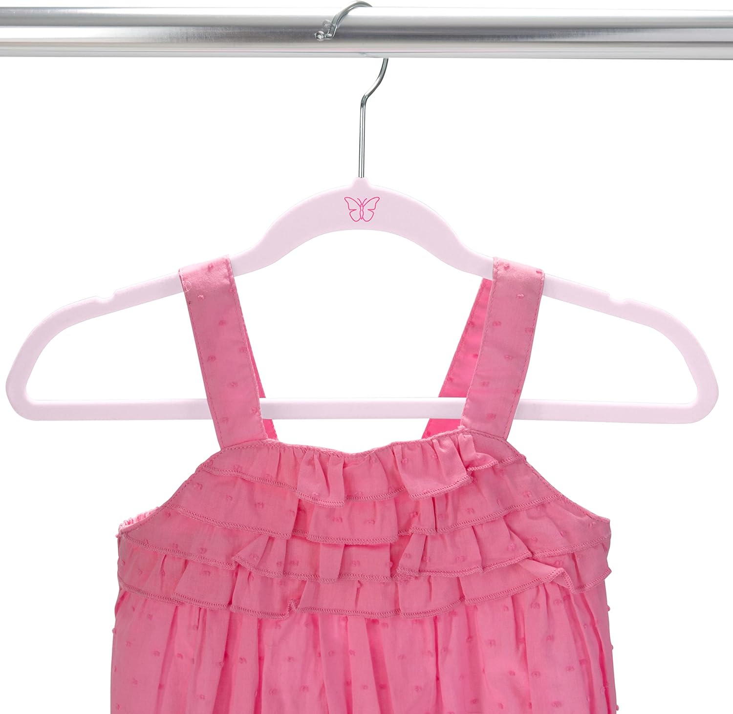 Simplify 50 Pack Kids Velvet Hangers | Slim | Non-Slip Design | Space Saving | Childrens Clothes | Shirts | Pants | Dresses | Baby Nursery | Closet Storage & Organization | Blush