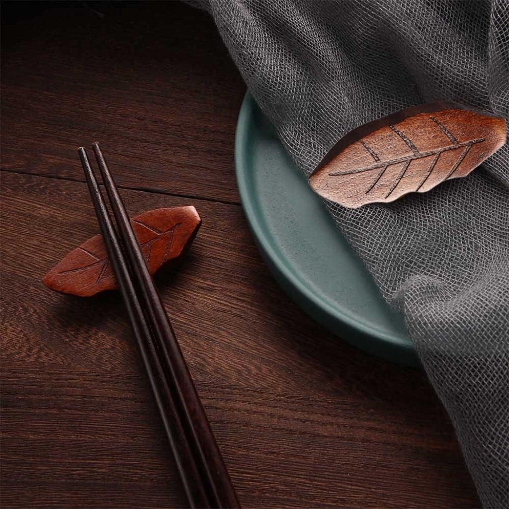 Leadigol 5Pcs Wood Chopsticks Holders and Rest Chopstick Rack Knife Stand Spoon Rest Fork Rack for Kitchen Reusable Tableware for Home Hotel Restaurant