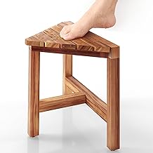 12" Acacia Shower Foot Rest - Wooden Shower Corner Stool Seat for Shaving Legs - Crossbar Corner Shower Benches for Inside Shower - Bath Step Stools Bench for Bathroom (Acacia, 1 Tier 12"x12"x12")