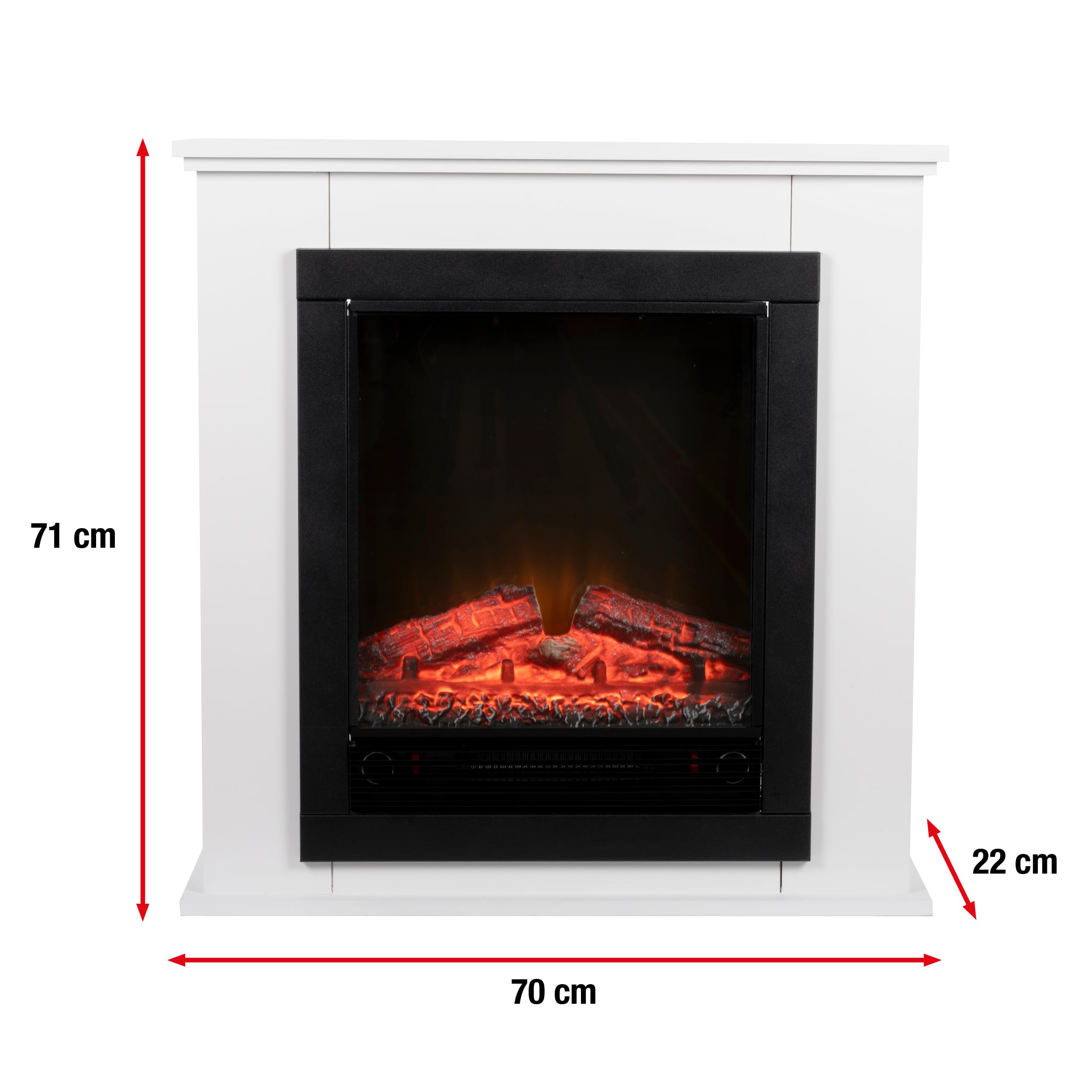 Alpina Geneva Chimenea Eléctrica - Chimenea Decorativa con Calefacción, Panel de Control y Temporizador - Estufa Eléctrica Independiente con Llama LED - 1800W - Blanco