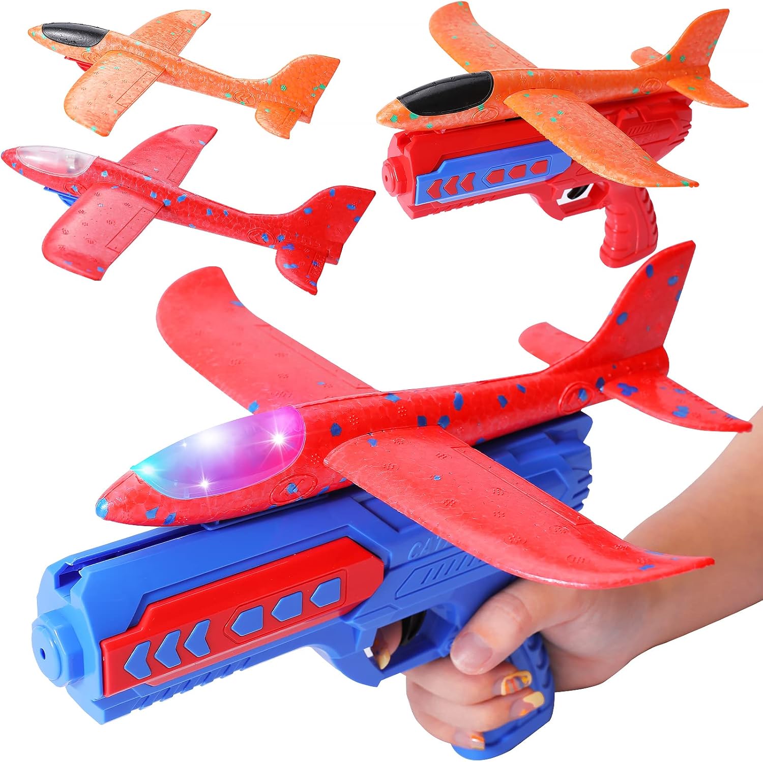 Dmsky 6 Pack Airplane Launcher Toys,2 Flight Modes Airplane Toys with Launcher,LED