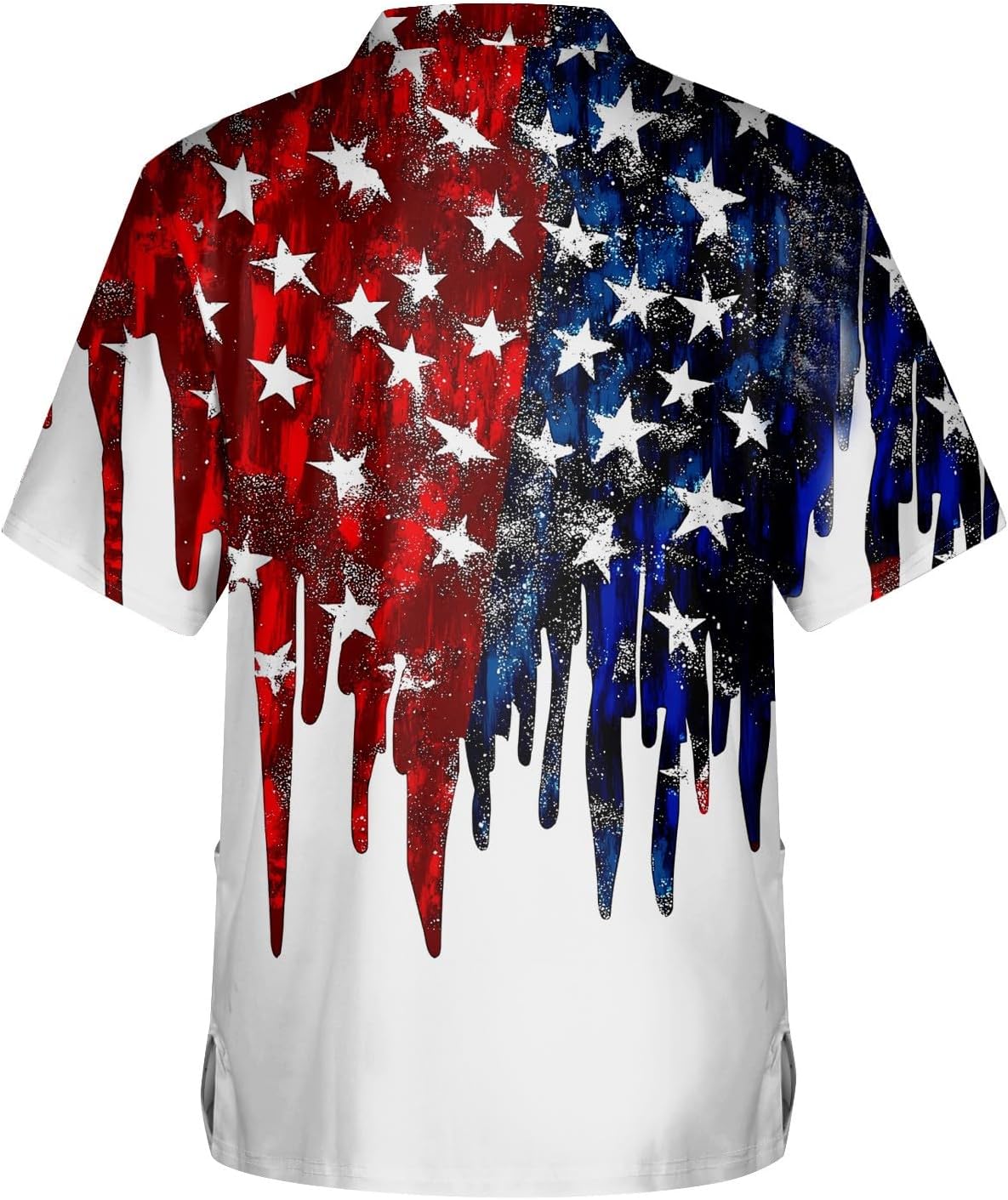 WENKOMG1 Men's 4th of July Scrubs Top V-Neck Short Sleeve Soft Stretch Scrub Shirts with Pockets