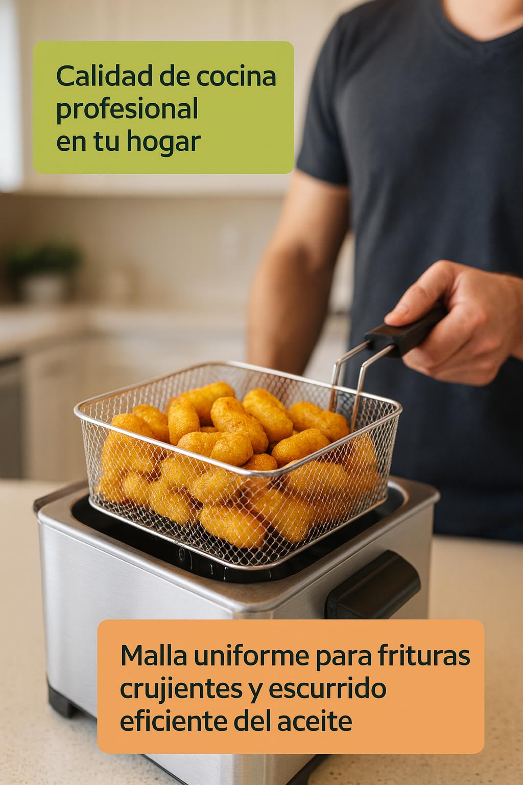 Cesta Freidora 220x245x95 mm Acero Inoxidable Modelo F6 F7 F8 Compatible con Dosilet Recambio Profesional para Freidoras Industriales De Cocina Y Taller Hogar Uso Carga Fuerte
