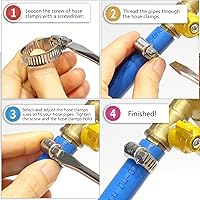 Vista 5 de 40 abrazaderas de manguera, abrazaderas de manguera de acero inoxidable de 1-1/16 a 2 pulgadas, abrazaderas de engranaje helicoidal ajustables