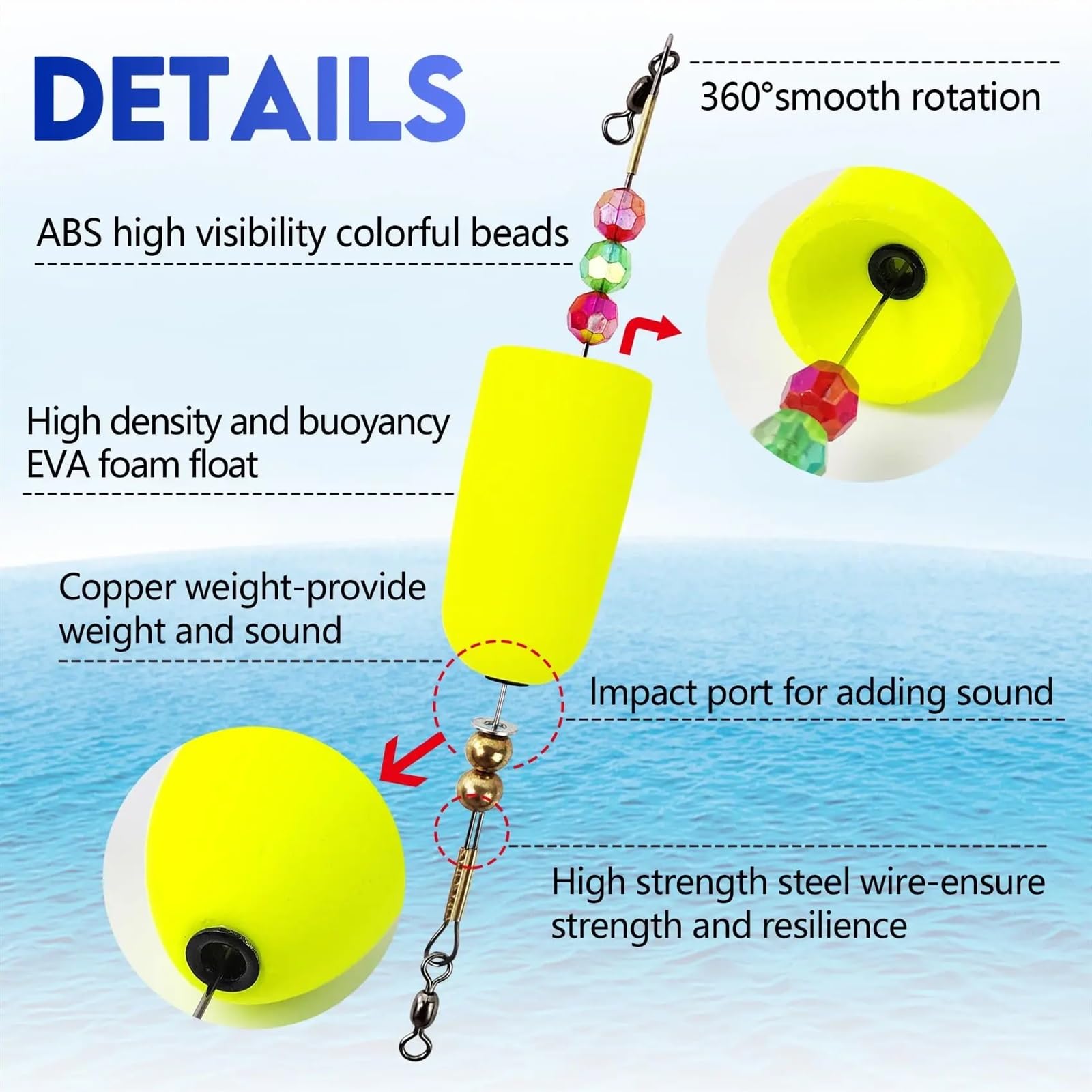 Popping Corks Floats Angel Bobbers Floats Popping Corks Rassel Rig for Süßwasser 2PCS/4PCS FüR Fischen