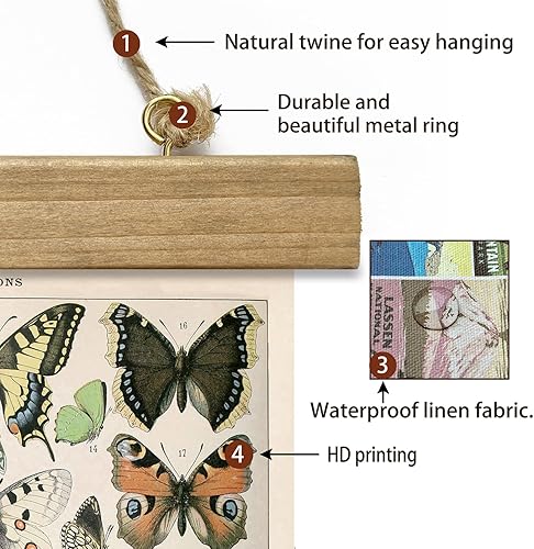 Miniatura 175 de XIAOAIKA Póster de botánica vintage con marco de madera, tabla de plantas venenosas antiguas, arte educativo botánico con especies peligrosas, 1