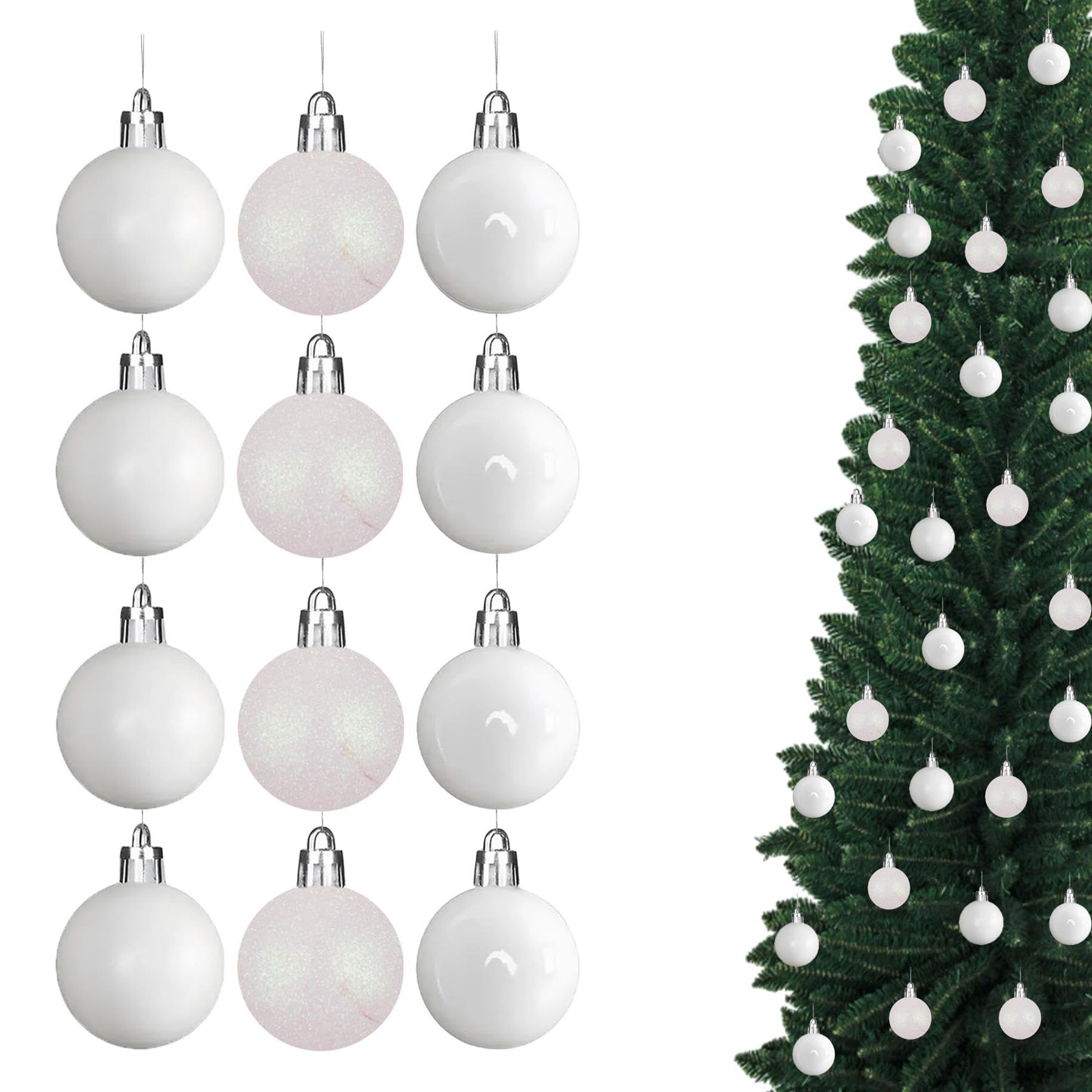 30mm/24Pcs Christmas Baubles Shatterproof White, Christmas Tree Decorations Ball Ornaments Balls Xmas Hanging Decorations Holiday Decor - Shiny,Matte,Glitter