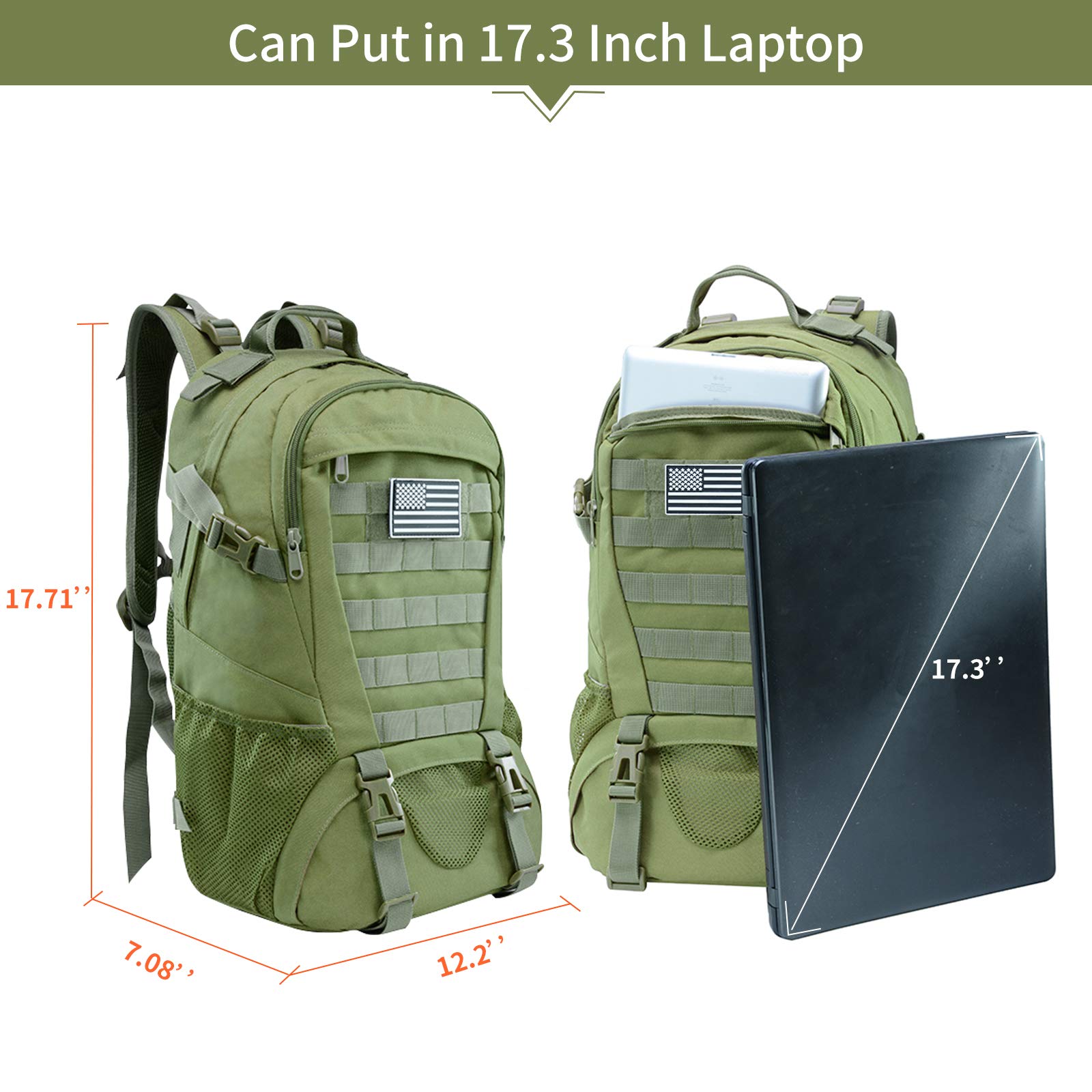 Jueachy Military Tactical Backpack 30L Army Assult Camouflage Hunting Rucksack Molle 3 Day Large Rucking Backpack for Outdoor Sports Trekking Hiking Travel Camping - Image 4