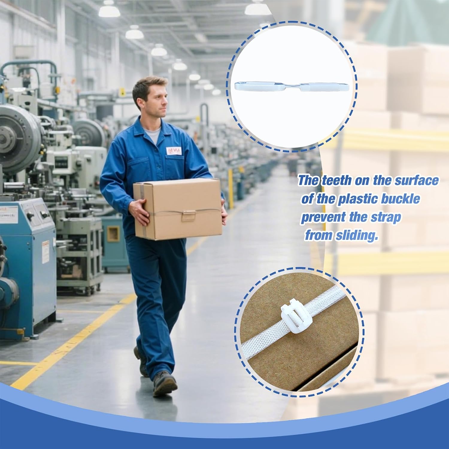 Banding Strapping Kit with 1/2" x 3200" Polypropylene (PP) Band 100 Plastic Clips 20 Edge Protectors Glove for Pallet Box Packaging