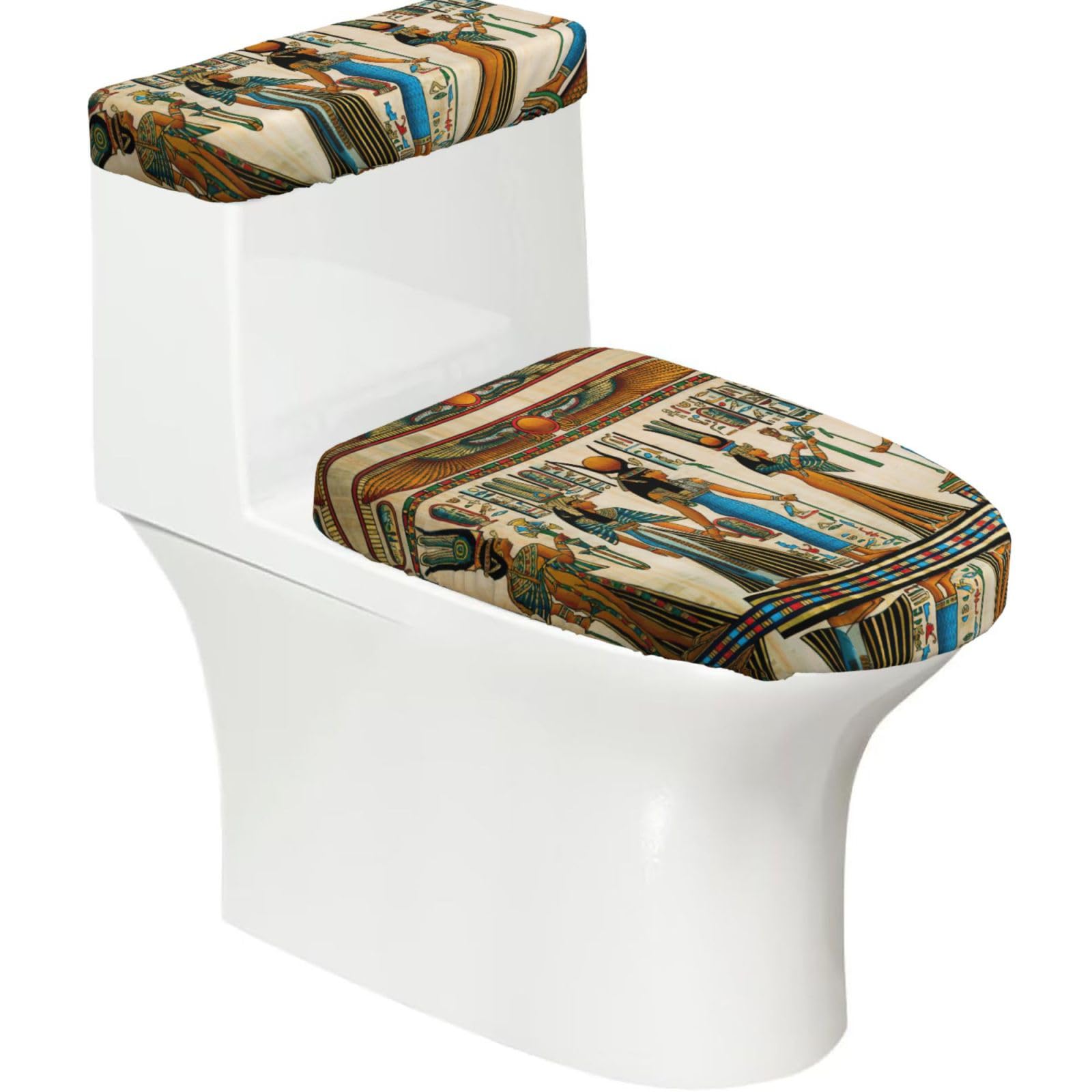 Women in Ancient Egypt Printed Toilet Tank and Lid Cover Set of 2 for Most Bathrooms, Fits Elongated Round Toilets
