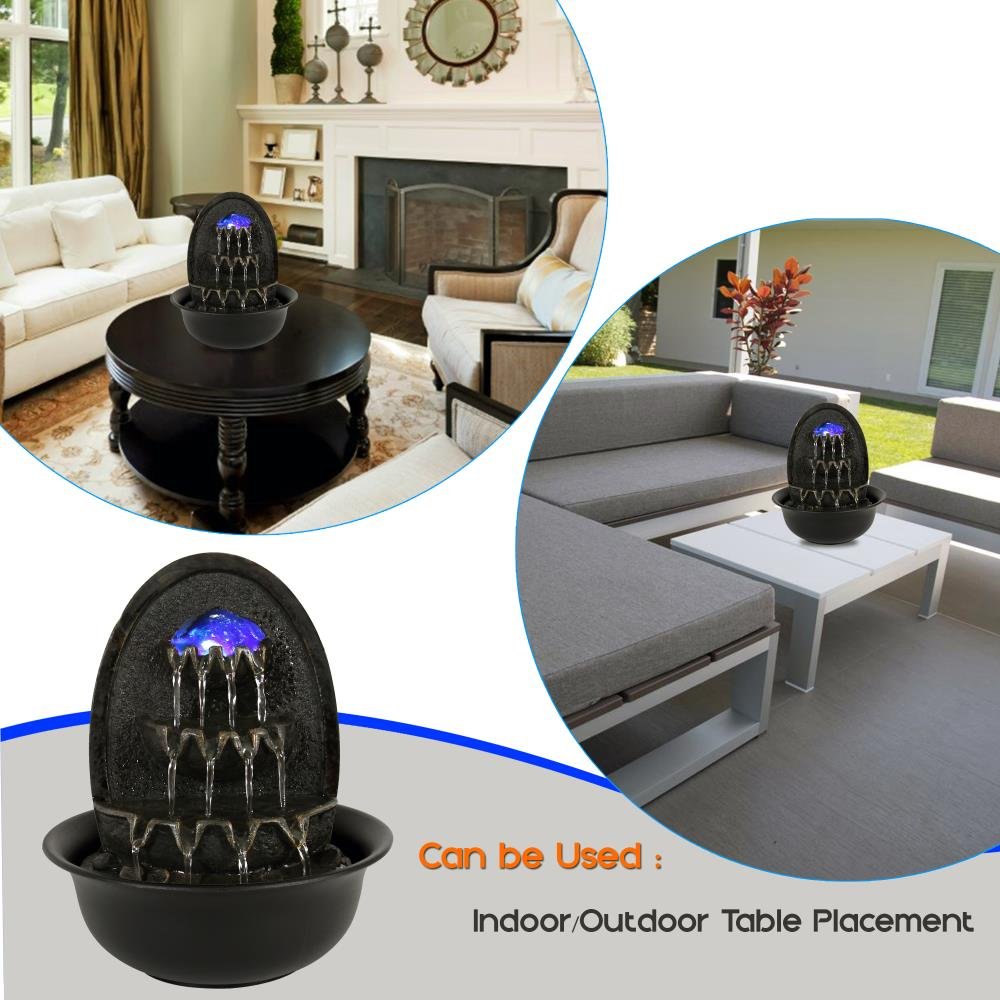 SereneLife Desktop Electric Water Fountain Decor w/ LED Illuminated