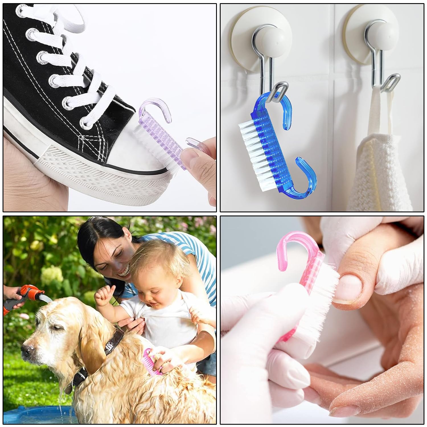 24 Pezzi Spazzolino per Unghie, Spazzolino per Pulire Le Unghie, Spazzolino per Spolverare Le Unghie, Utilizzato per Pulire Le Unghie, Adatto per Unghie Delle Mani E Dei Piedi (Rosa, Viola, Blu)