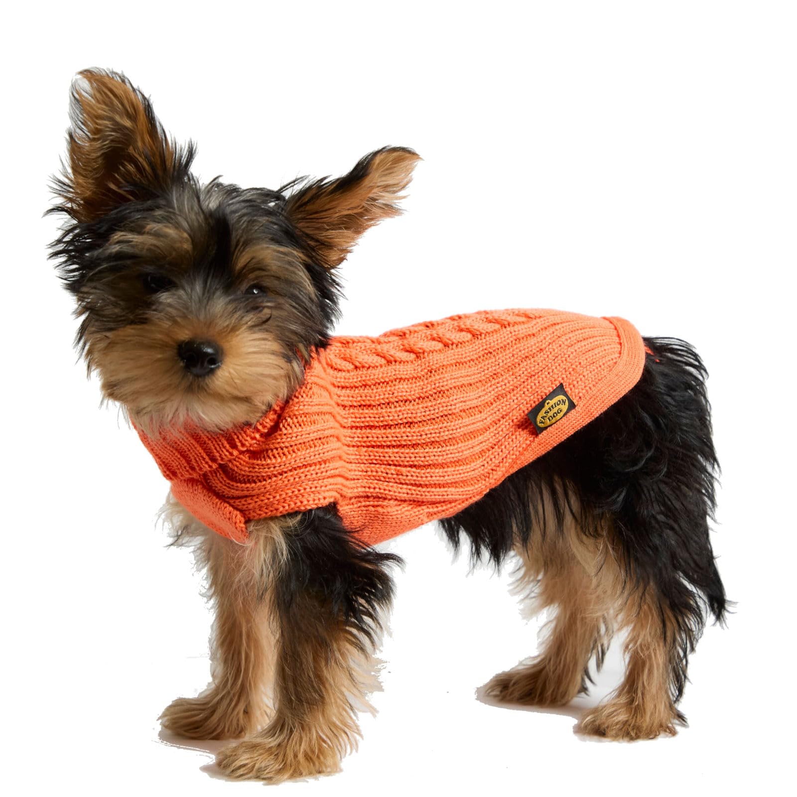 Fashion Dog Hundepullover aus Merinowollmischung - orange (43 cm) - Strickpullover für Hunde mit Rollkragen