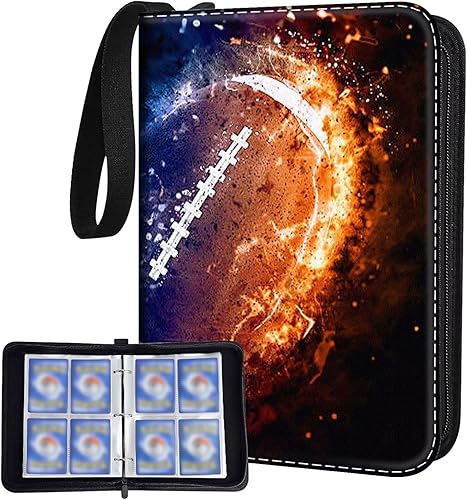 Carpeta de tarjetas de fútbol, libro de 4 bolsillos para 480 tarjetas, 60 carpetas extraíbles, carpeta de tarjetas deportivas para tarjetas,