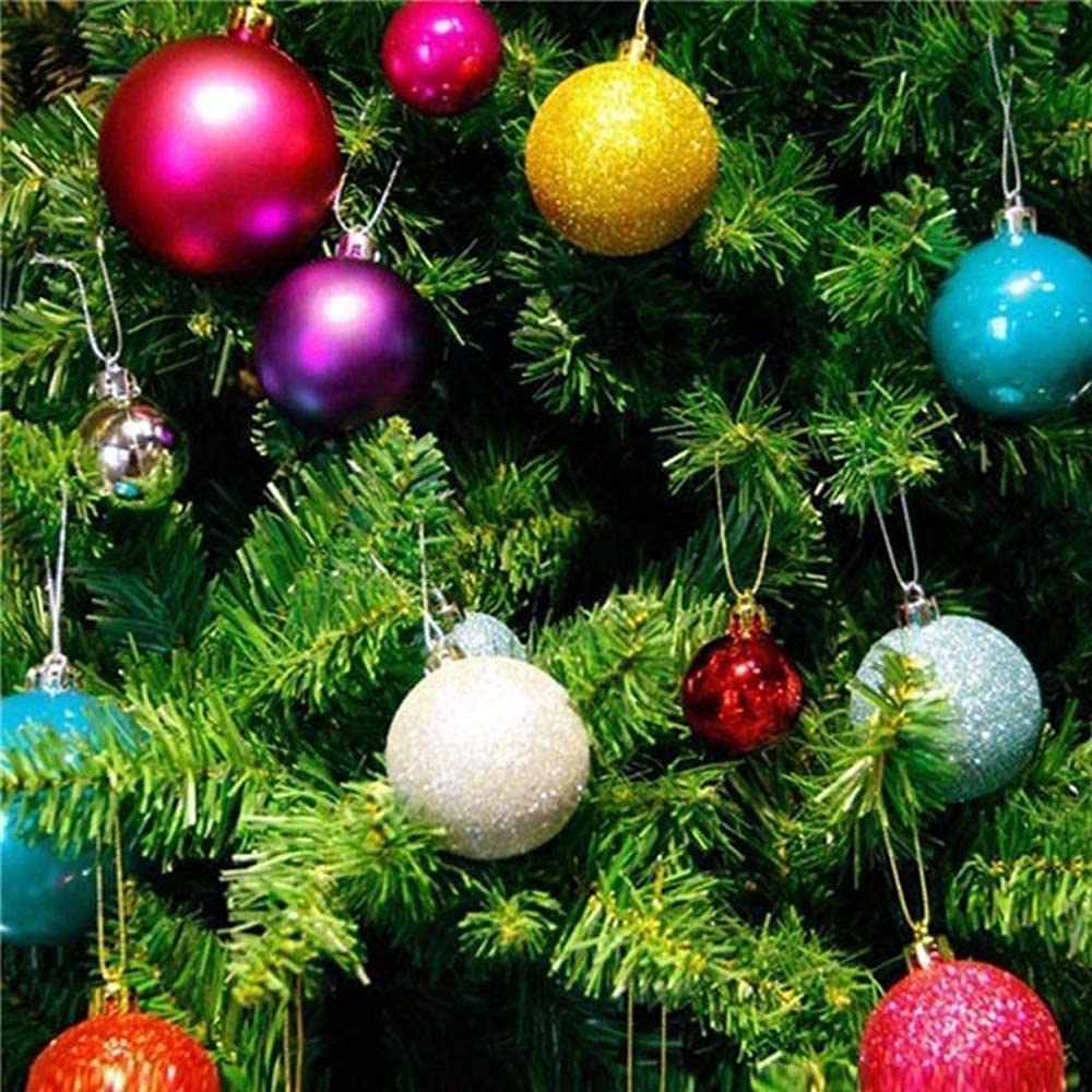 Bolas de Navidad con colgante de bola inastillable, juego de adornos de bolas navideñas (24 unidades, 4 cm), color naranja