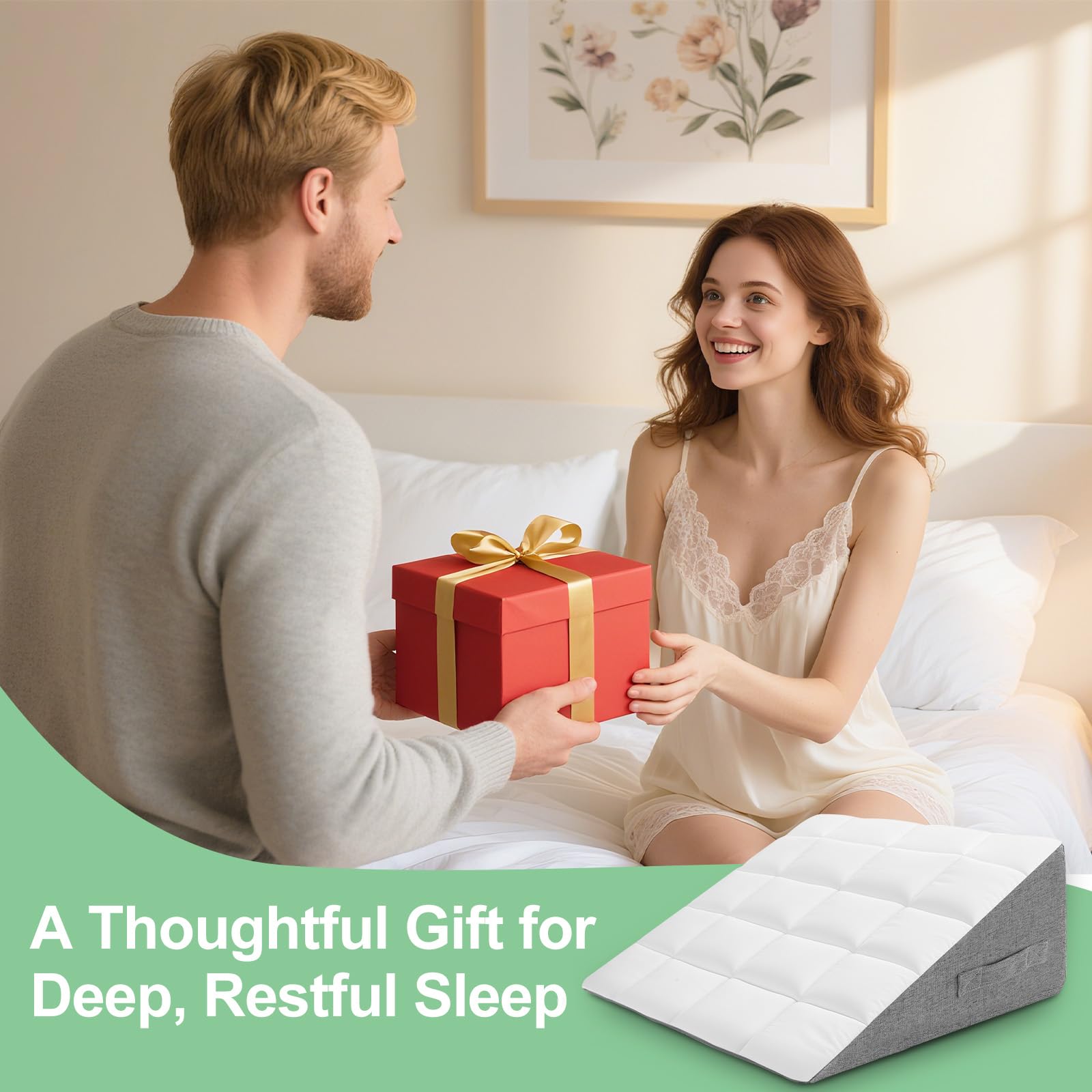 HOMCA Almohada de Cuña para Sofá y Cama | Cojín de Lectura, Cojín Inclinado para Elevación de Las Piernas