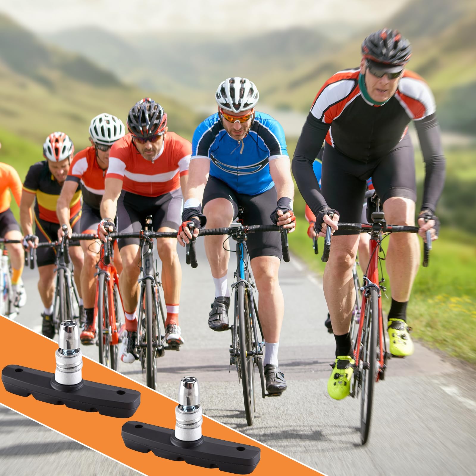 8 czarnych klocków hamulcowych V-brake 70 mm | Okładziny do rowerów górskich i miejskich. Trwałe i skuteczne