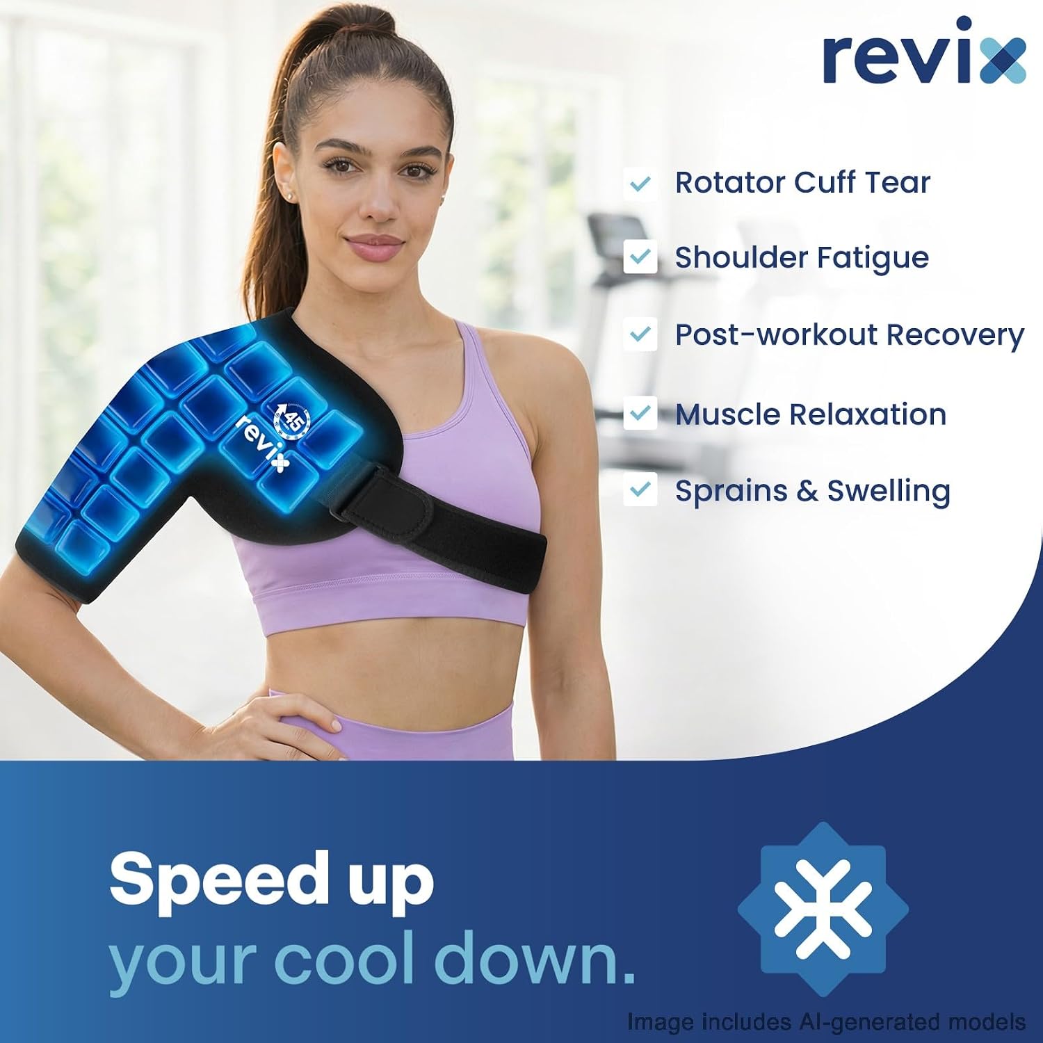 Condition photo showing New/Like New for revix 45-min long-lasting shoulder ice pack, reusable ice packs for shoulder & arm with ice grid design, flexible gel cold compress wrap for rotator cuff relief, muscle relaxation & soothing fatigue standard
