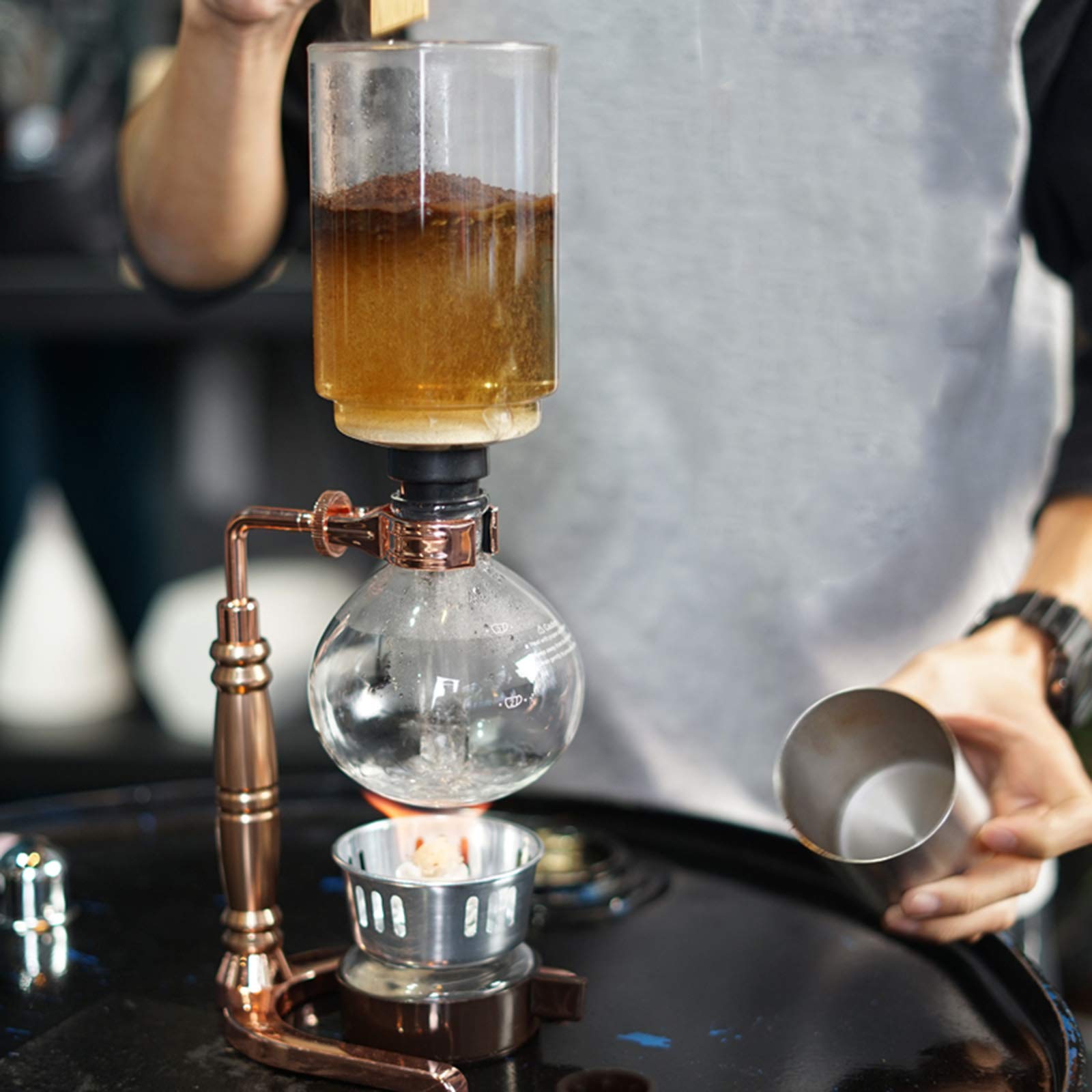 Stil Syphon Kaffeemaschine, Syphon Kaffeekanne, Resistant Glas, Tee Syphon Topf, Syphon Artisanal Kaffeemaschine, Kaffeemaschine Filter für Home Küchen Verwenden,5