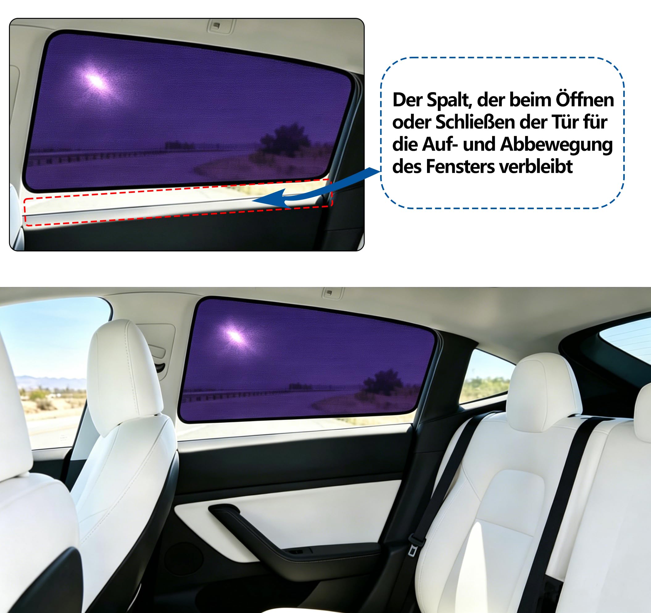 XCBYT Osłona przeciwsłoneczna do samochodu Tesla Model 3 (zestaw 2 szt.) | ochrona przed słońcem na tylne okna boczne dla niemowląt i dzieci, ochrona przed promieniowaniem UV, elektrostatyczne