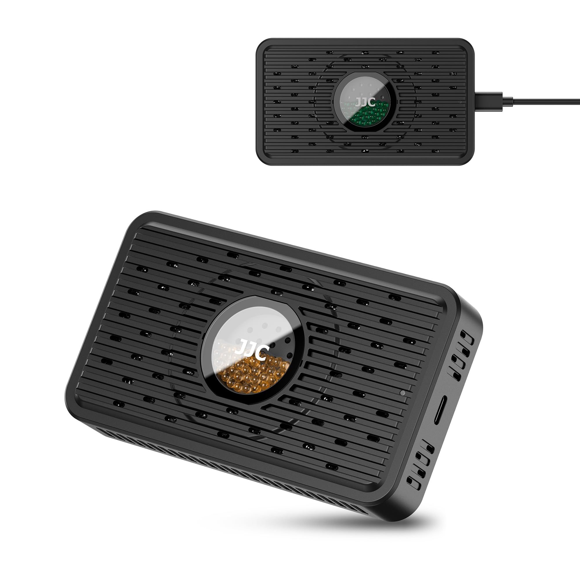 JJC Contenedor de gel de sílice reutilizable, gel de sílice portátil desecante absorbente de humedad con reactivación tipo C (naranja a verde) para cámaras electrónicas, cajas de herramientas y secado