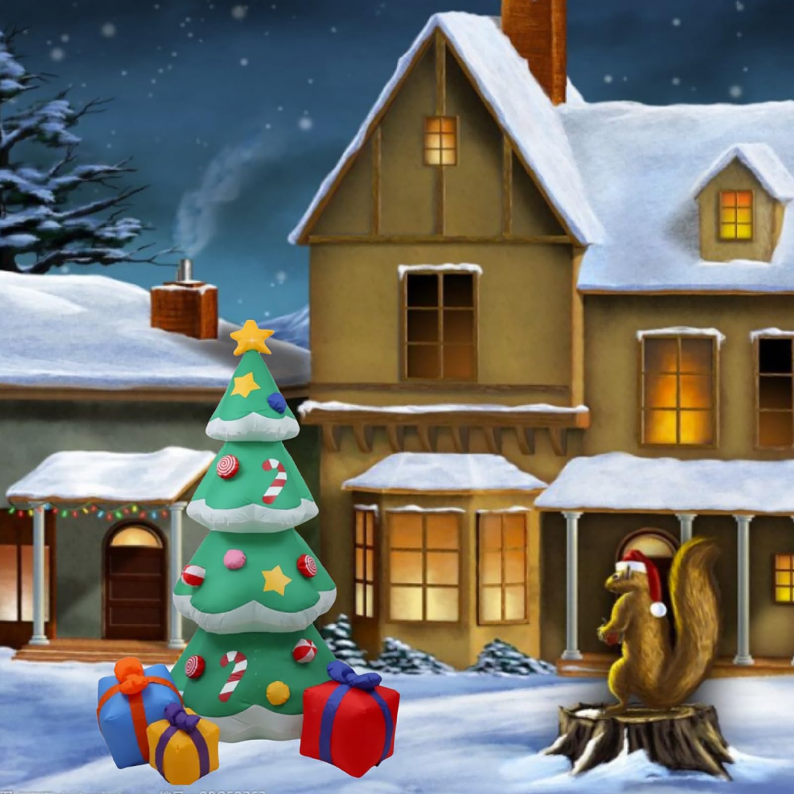 Árbol De Navidad Inflable De Navidad De 2,1 M/7 Pies con Luces LED, Adorno para Exteriores, Fiesta De, Juguetes De Decoración De Interiores De Año Nuevo, Decoración De Jardín