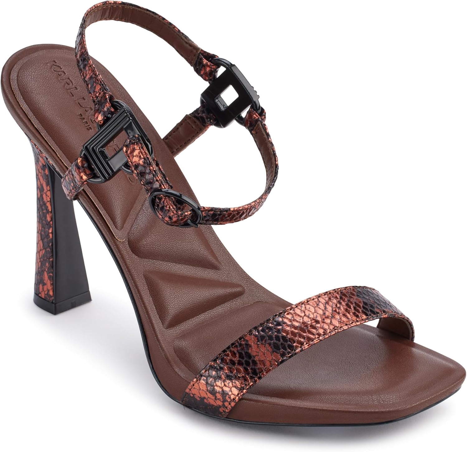 KARL LAGERFELD Women's Cybil Evening Ankle Strap Dress Heel Heeled Sandal