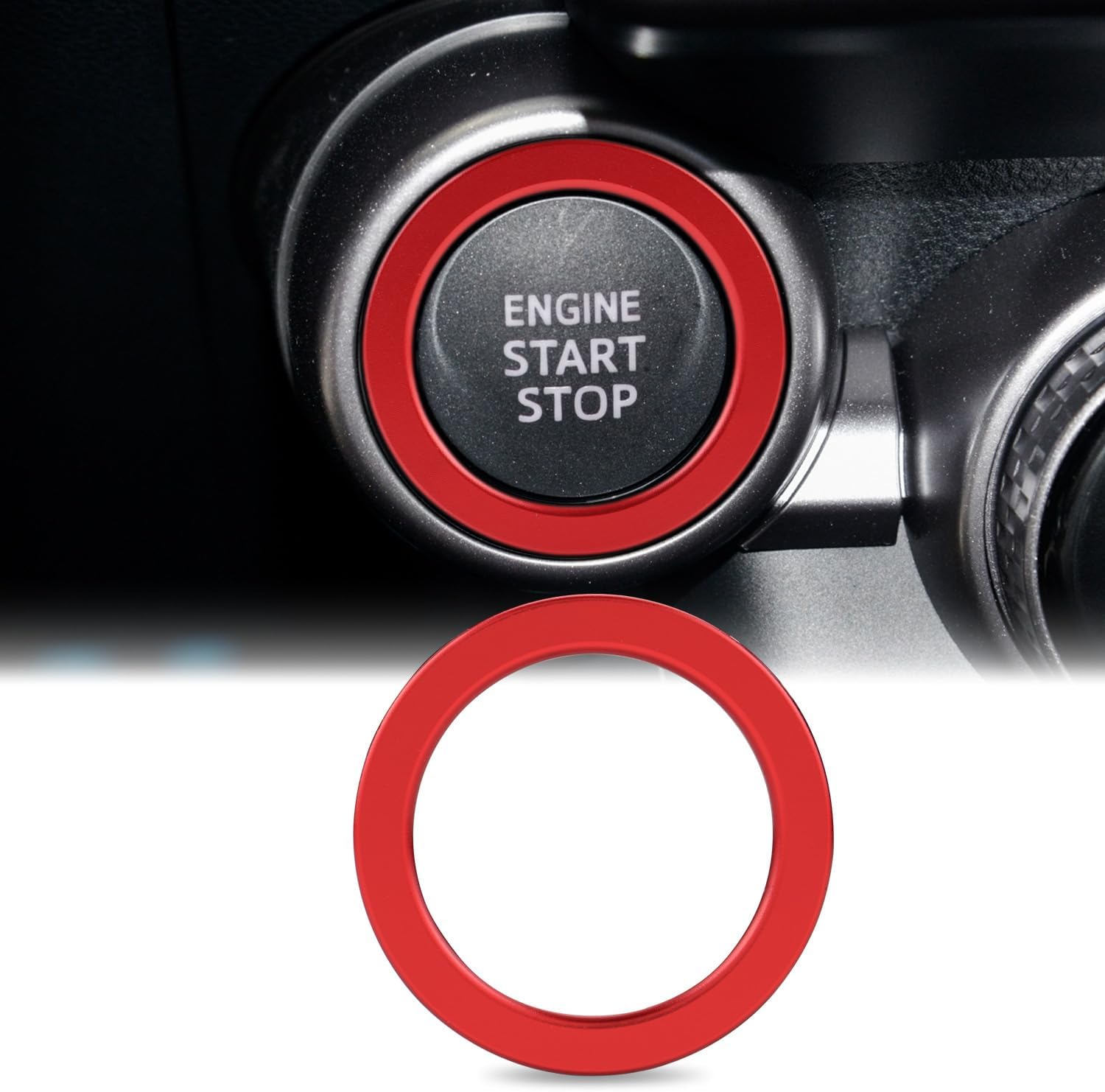 Auovo Engine Start Stop Button Outer Ring Compatible with Subaru BRZ 2022-2024 for Toyota GR86 Accessories 2022 2023 Push Start Stop Button Cover (Engine Start Stop Outer Ring-1PC, Red)
