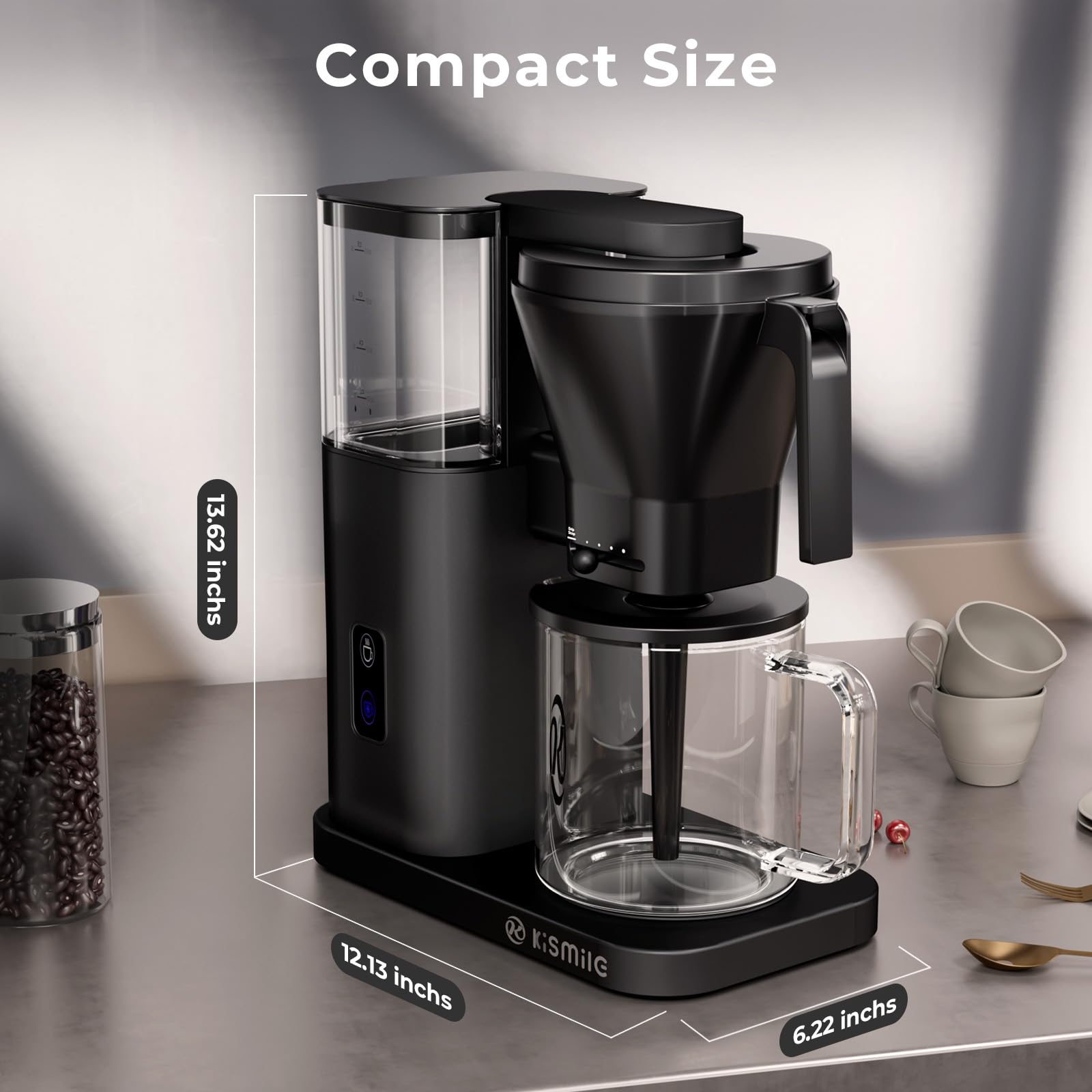 Kismile 8 Cup Drip Coffee Maker, SCA Certified Hot & Cold Brew Coffee Machine, Fast Heating to 197–205℉, 40 Min Keep Warm, Adjustable Flow Control, Easy to Clean