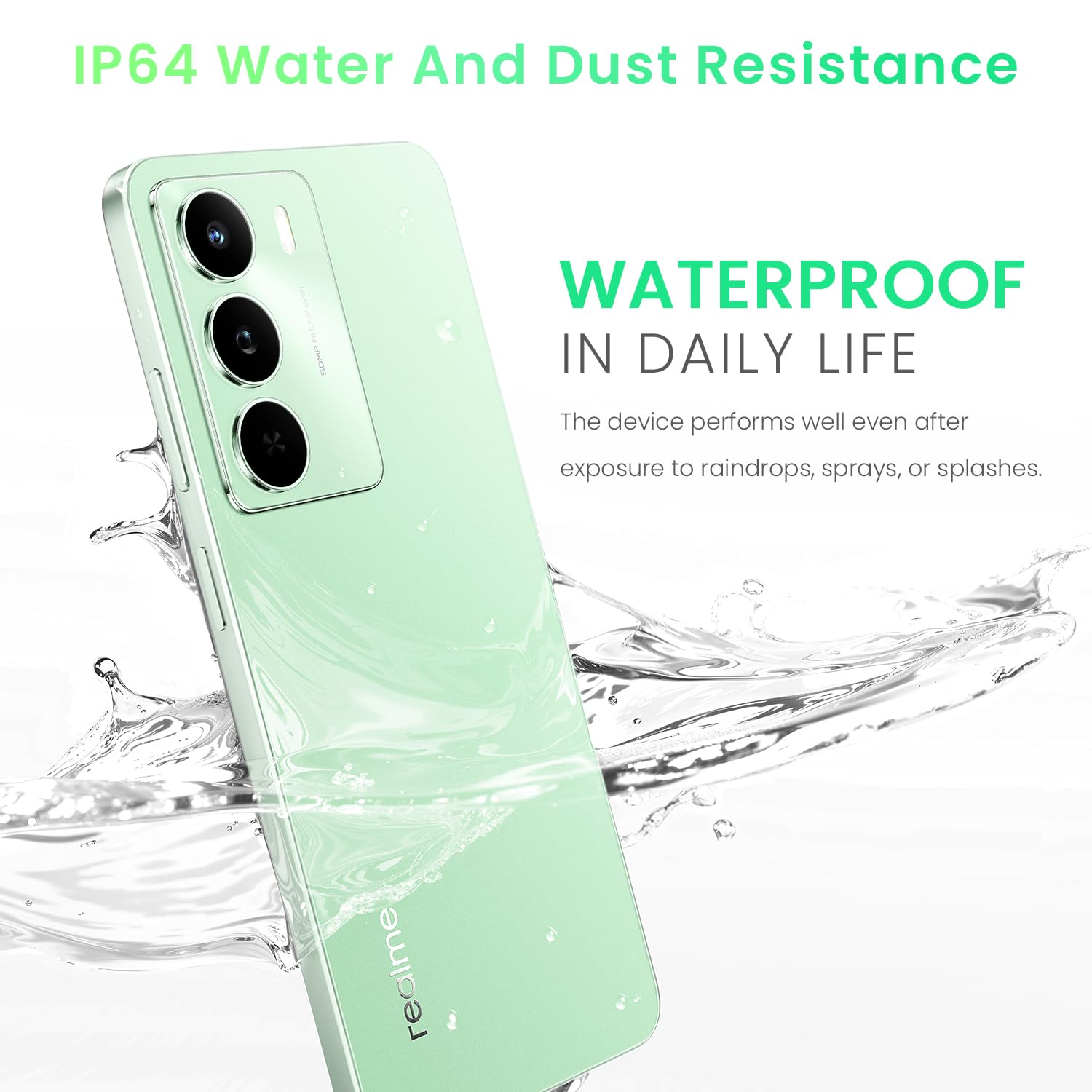 realme 14x 5G Smartphone 6+128GB, Peridot Green, 6.67-inch Screen, 120Hz Display, 5000mAh Battery, 50MP AI Camera, MediaTek Dimensity 6300, ArmorShell Protection, IP64