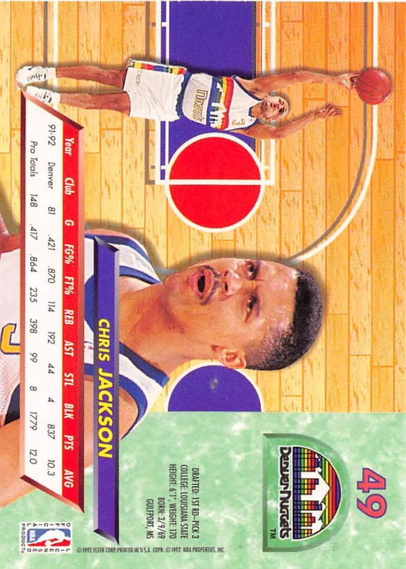 Amazon.com: 1992-93 Ultra Basketball #49 Chris Jackson Denver