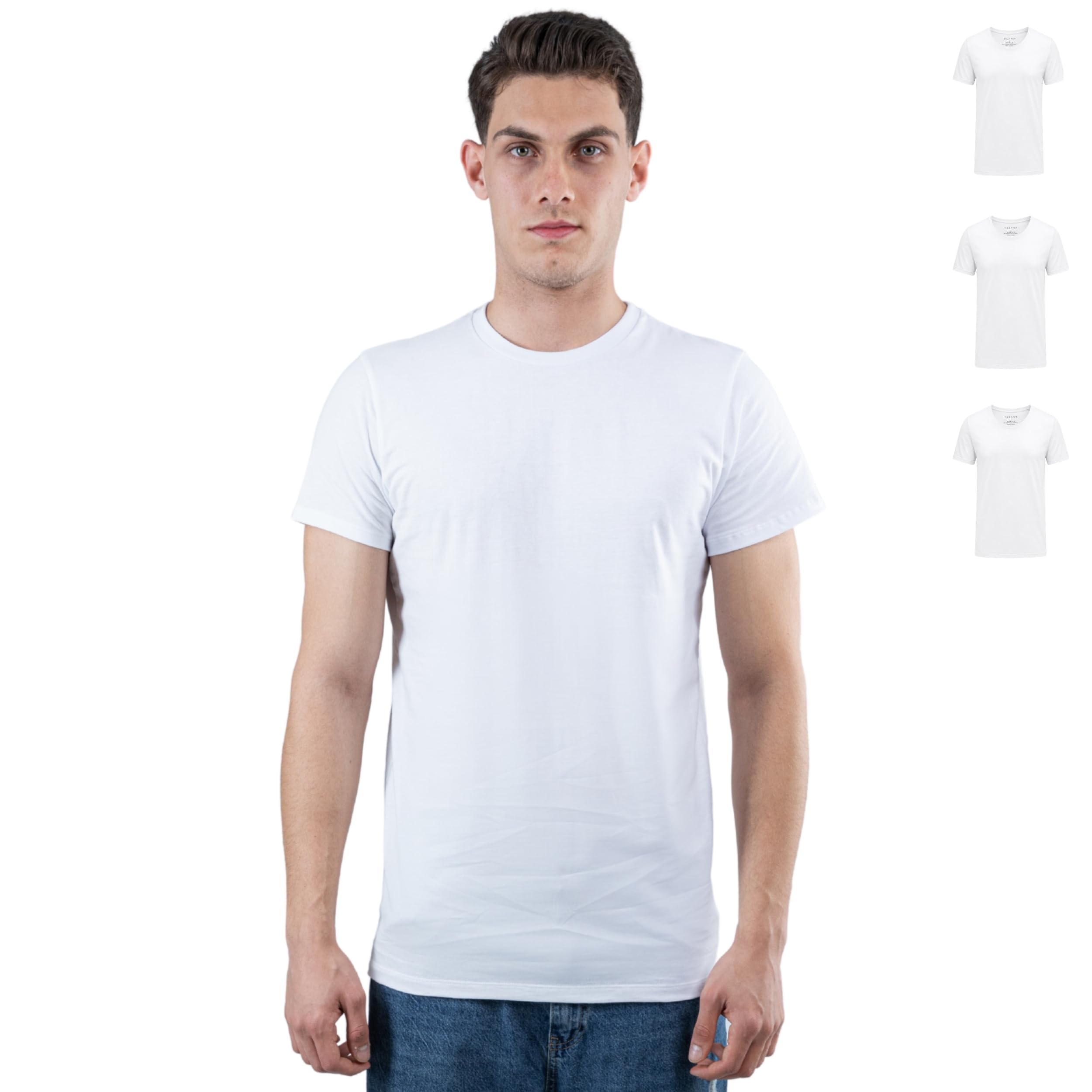 SKIPPER 3er Pack Herren T-Shirts Unterhemd 100% Baumwolle Weiß – Rundhals, atmungsaktiv & formstabil – Slim Fit & bequem S-3XL