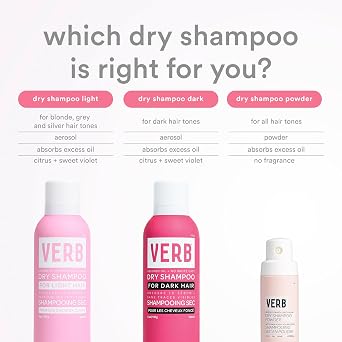 VERB Dry Shampoo Light - Refresh, Absorb Oils + Extends Styles - Refreshing Dry Shampoo Spray for Light Tones - Vegan, No Parabens or Harmful Sulfates
