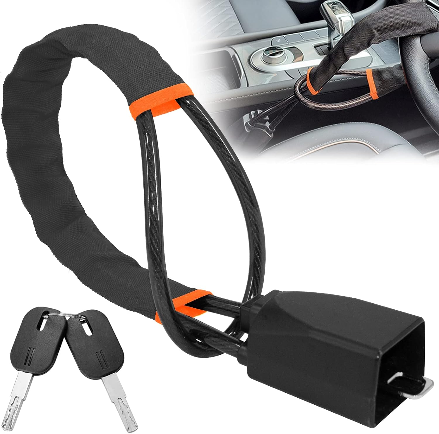 RUN.SE Steering Wheel Lock Seat Belt Lock Security AntiTheft Handbag Lock Fit Most