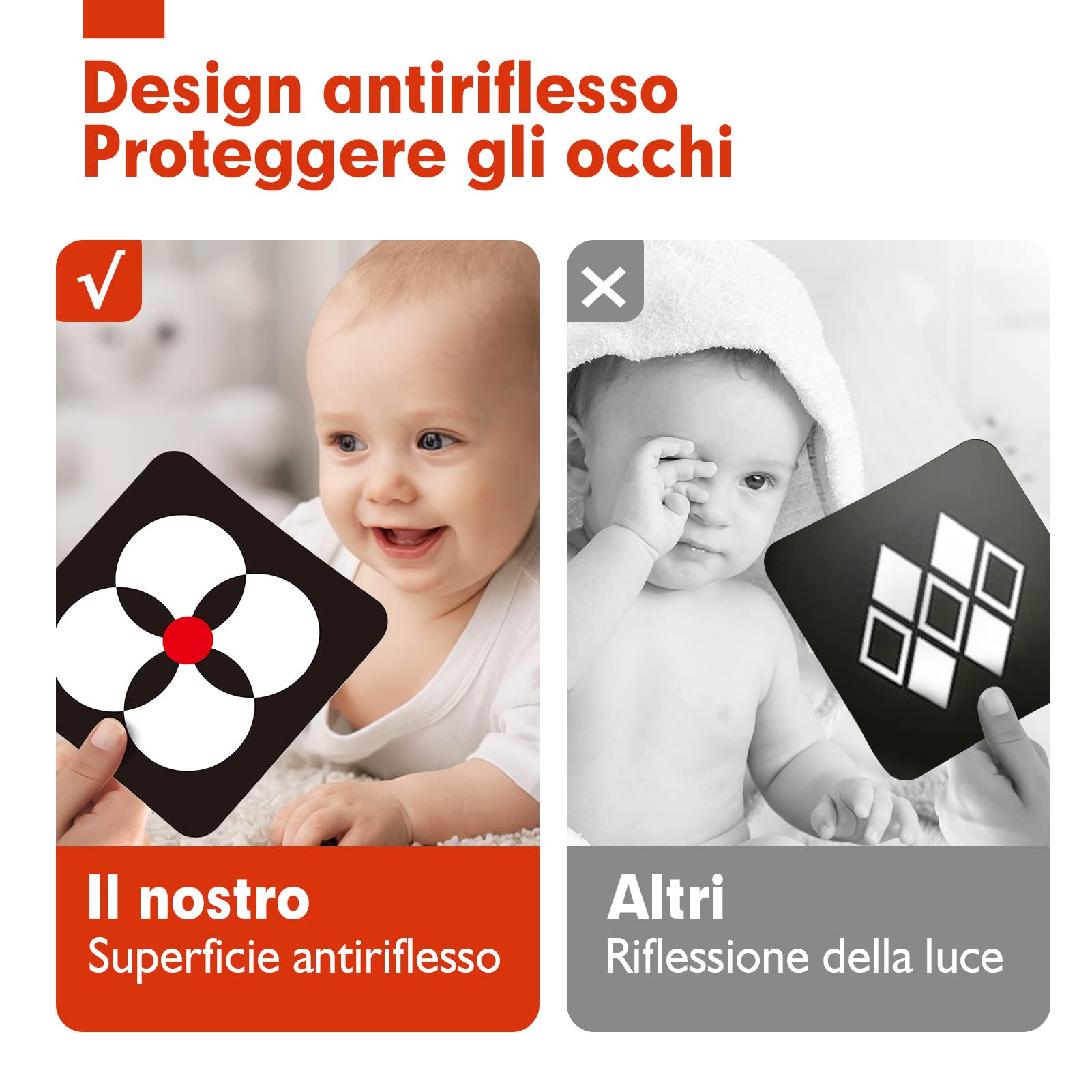 hahaland Flash Cards per Neonato Carta Nero Bianco Tummy Time, Giochi Neonati 0-3 6 mesi Stimolazione Visiva, 20 Pezzi 40 Imagini