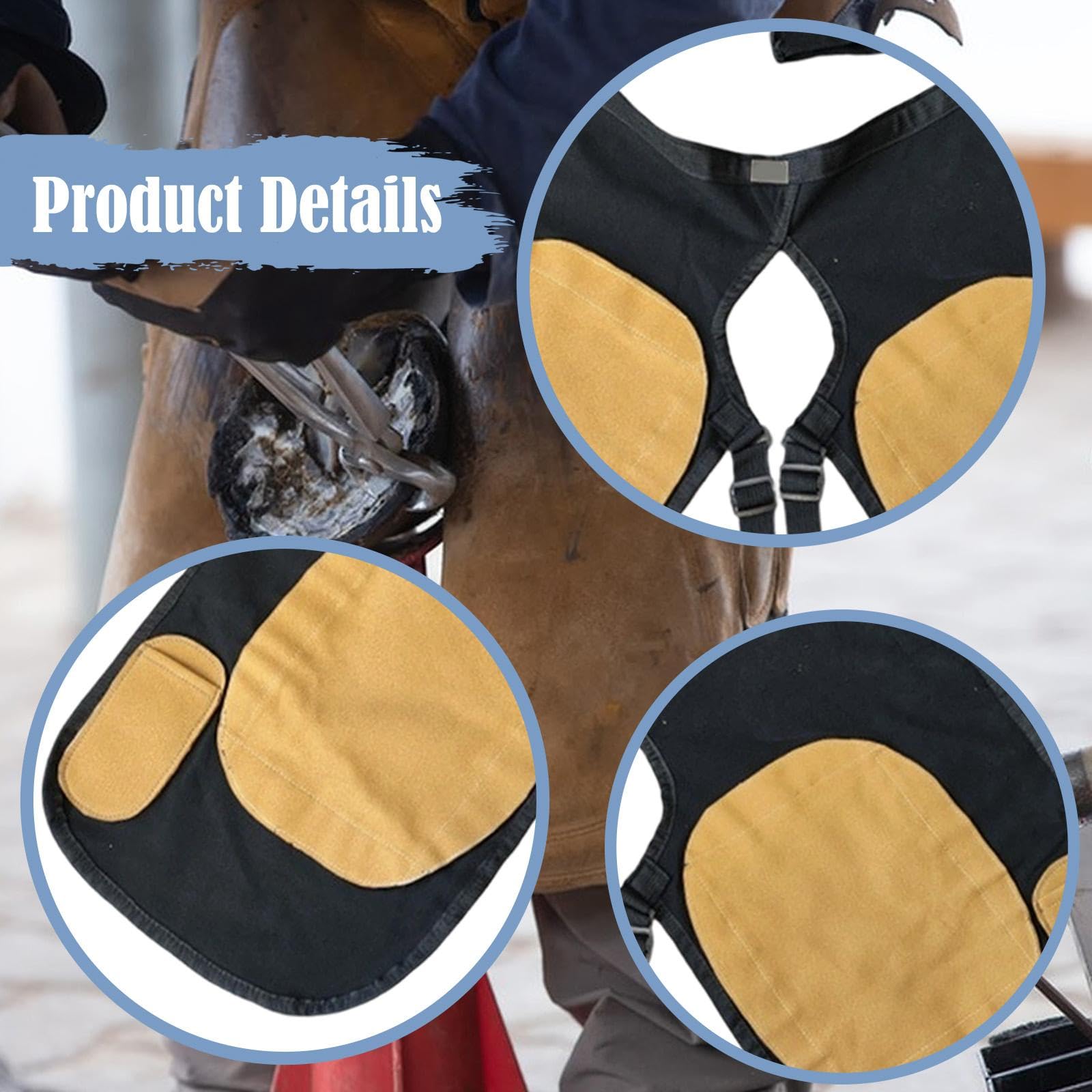 LOVIVER Tablier de Maréchal-Ferrant Protecteur, Outils Équestres, Housse Antidéchets en Toile, Grandes Poches Multi-Outils, Ergonomique, Protection, Fournitures d'Écurie pour Parage des Sabots