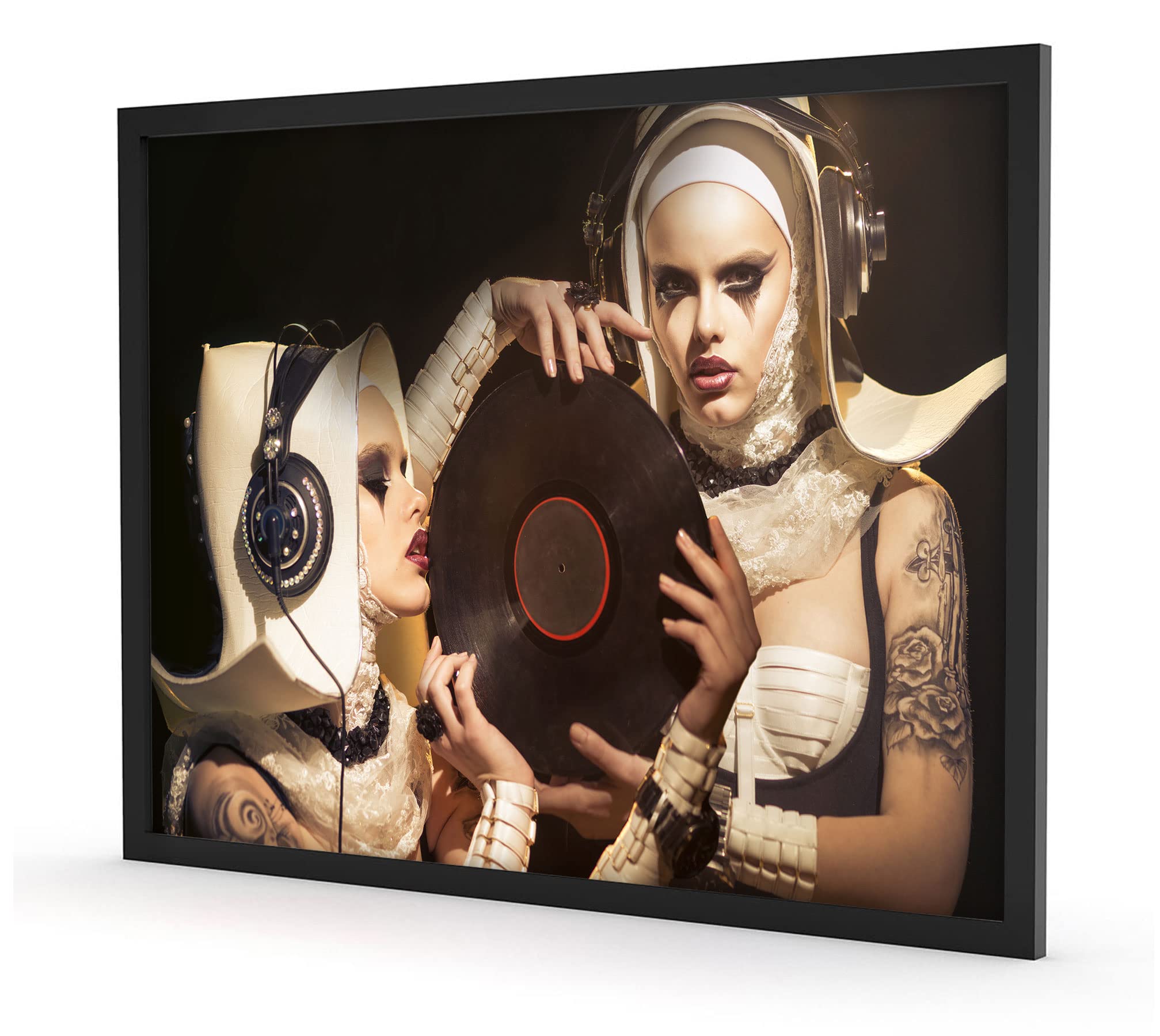 Poster misterioso DJ da donna, formato cornice, 100 x 70 cm, stampa artistica incorniciata