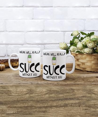 Vista 5 de ODDITEES Taza de café divertida con texto en inglés «Work Will Really Succ Without You», 11 onzas, color blanco