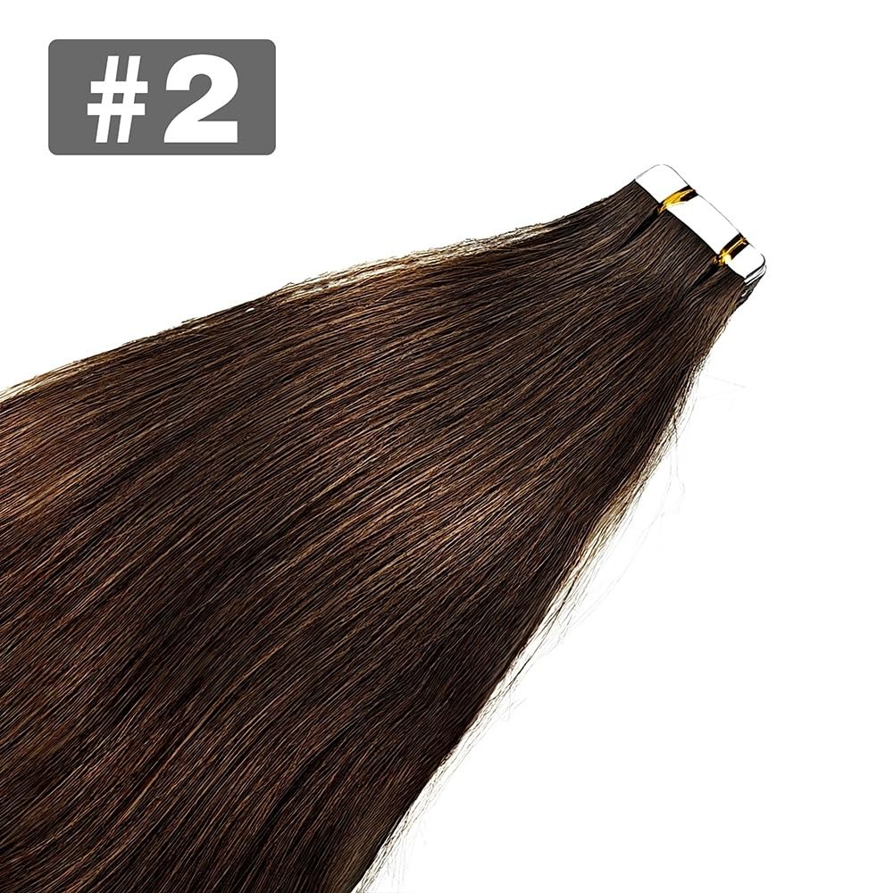 Lange 16-26 Zoll langes, unsichtbares, nahtloses Tape in Haarverlängerungen, 50 g, 20 Stück(Dark Brown,16 inches)