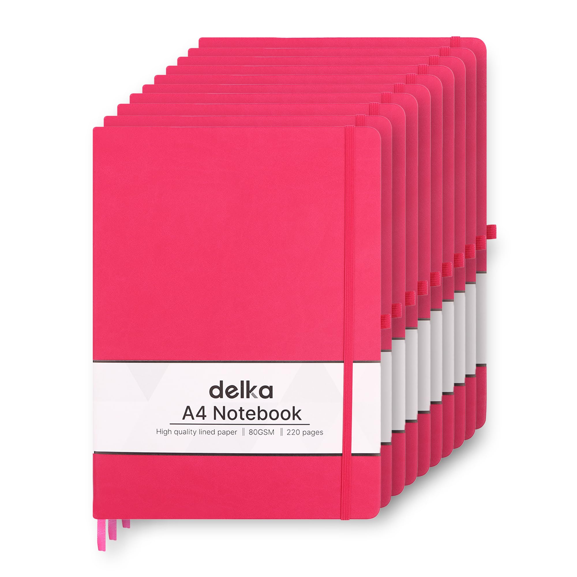 delka A4 Notebook, Notebook A4 Note Book Note Pad Journal Notebook A4 Notepad, Notebook for Office School Home Business Writing & Note Taking (DARK PINK, Pack of 10)
