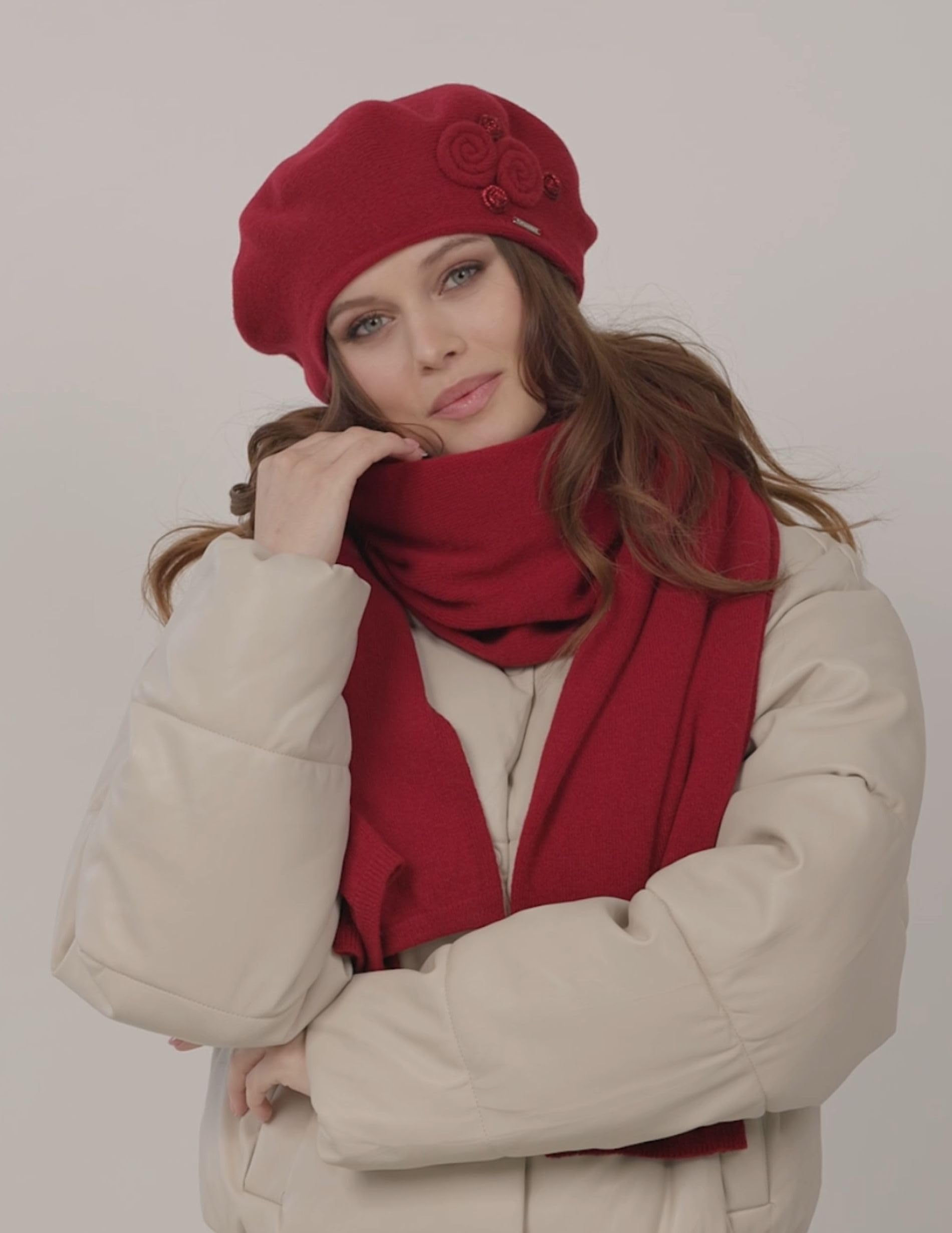 Vivisence Boina De Mujer para Invierno Otoño Elegante para Damas Tejido Cálido Otoño E Invierno Ajuste Estilo Clásico Ideal para Cada Día 7037